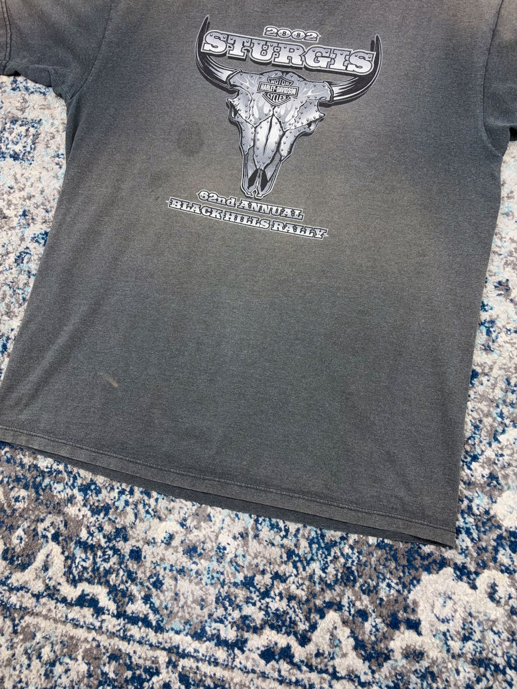 Vintage 2002 Harley Davidson Sturgis 62nd Black Hills Rally Graphic T-Shirt Size XL