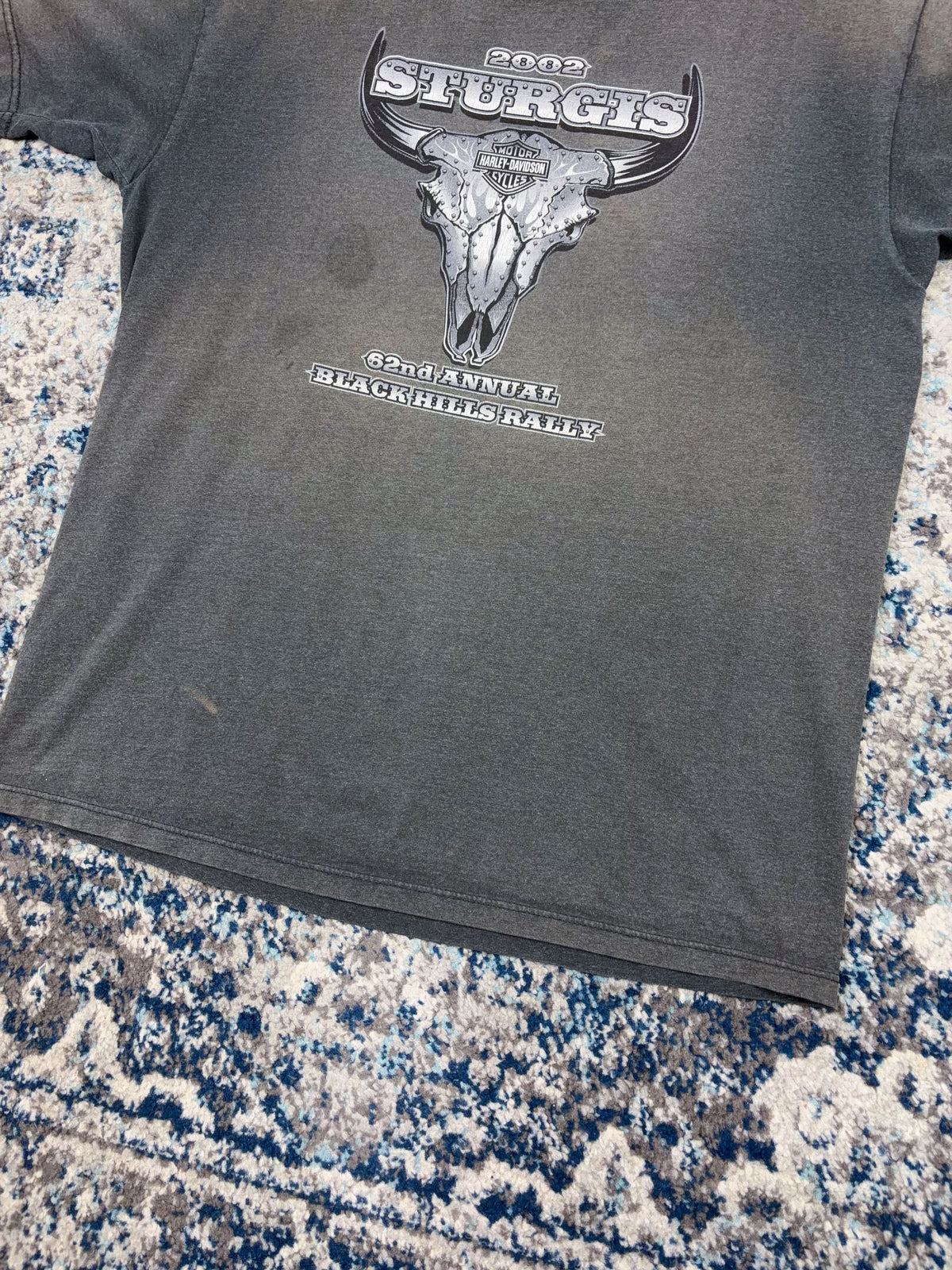 Vintage 2002 Harley Davidson Sturgis 62nd Black Hills Rally Graphic T-Shirt Size XL