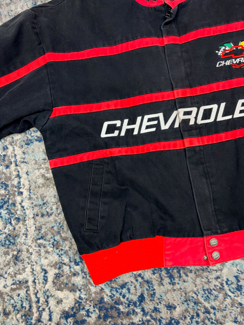 Vintage 90s Chevrolet Racing Embroidered Logo Spellout Racing Jacket Size Medium