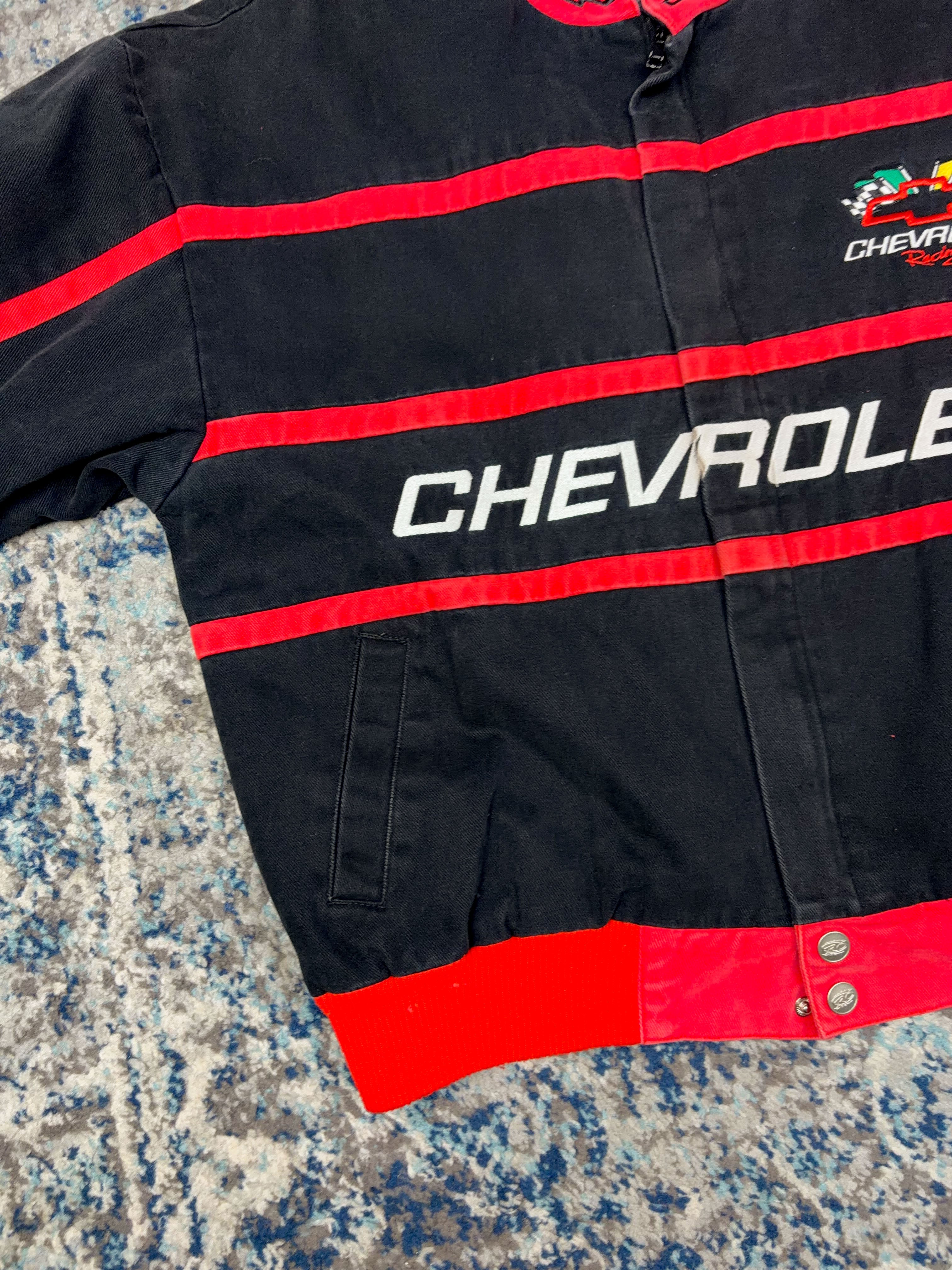 Vintage 90s Chevrolet Racing Embroidered Logo Spellout Racing Jacket Size Medium