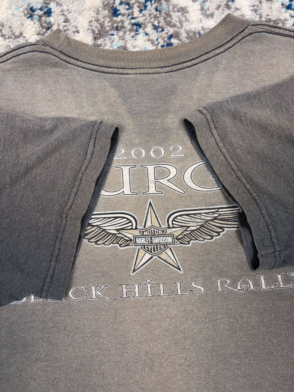 Vintage 2002 Harley Davidson Sturgis 62nd Black Hills Rally Graphic T-Shirt Size XL