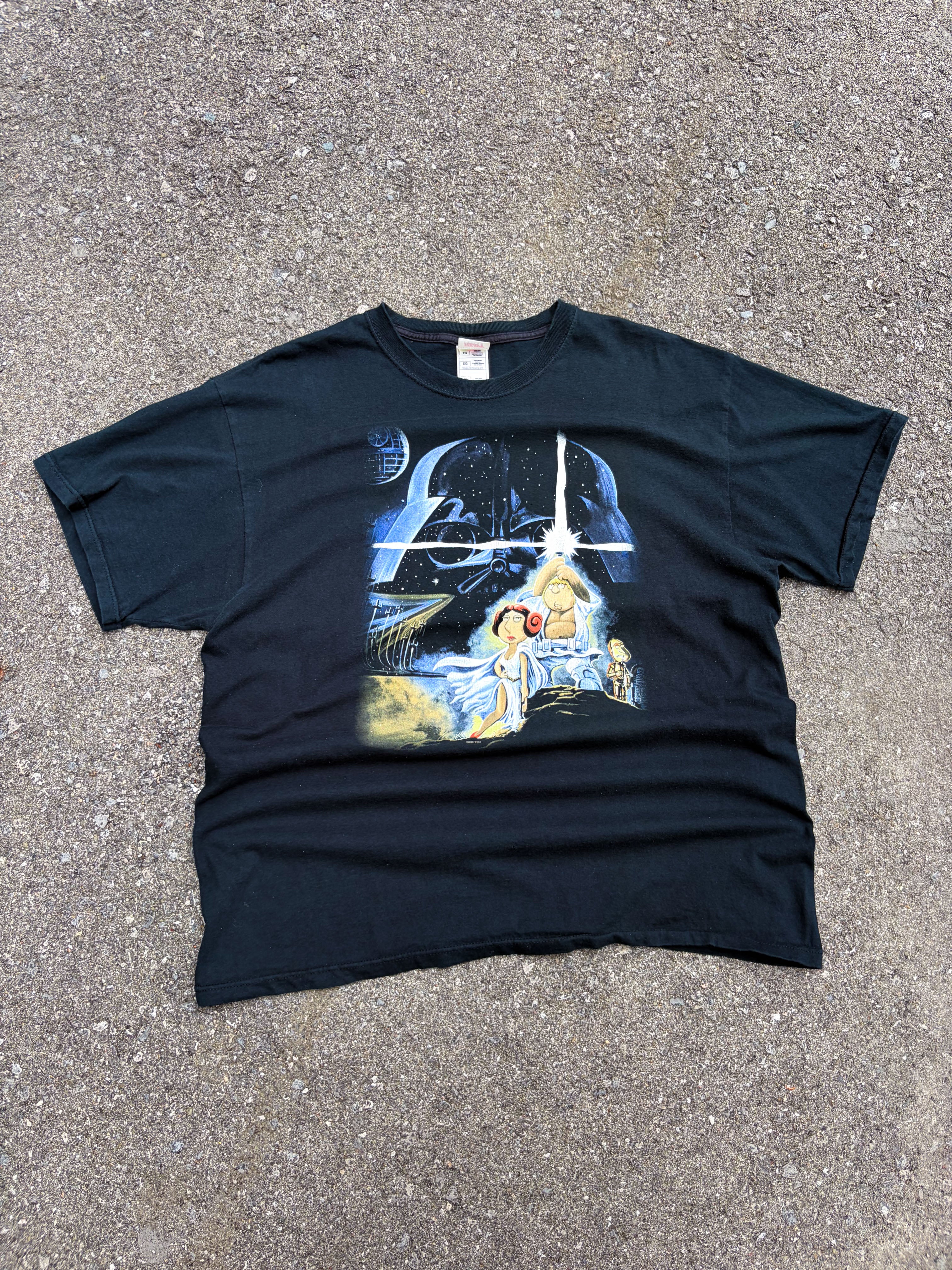 2007 Family Guy Blue Harvest Star Wars Parody Cartoon Promo Graphic T-Shirt Size XL