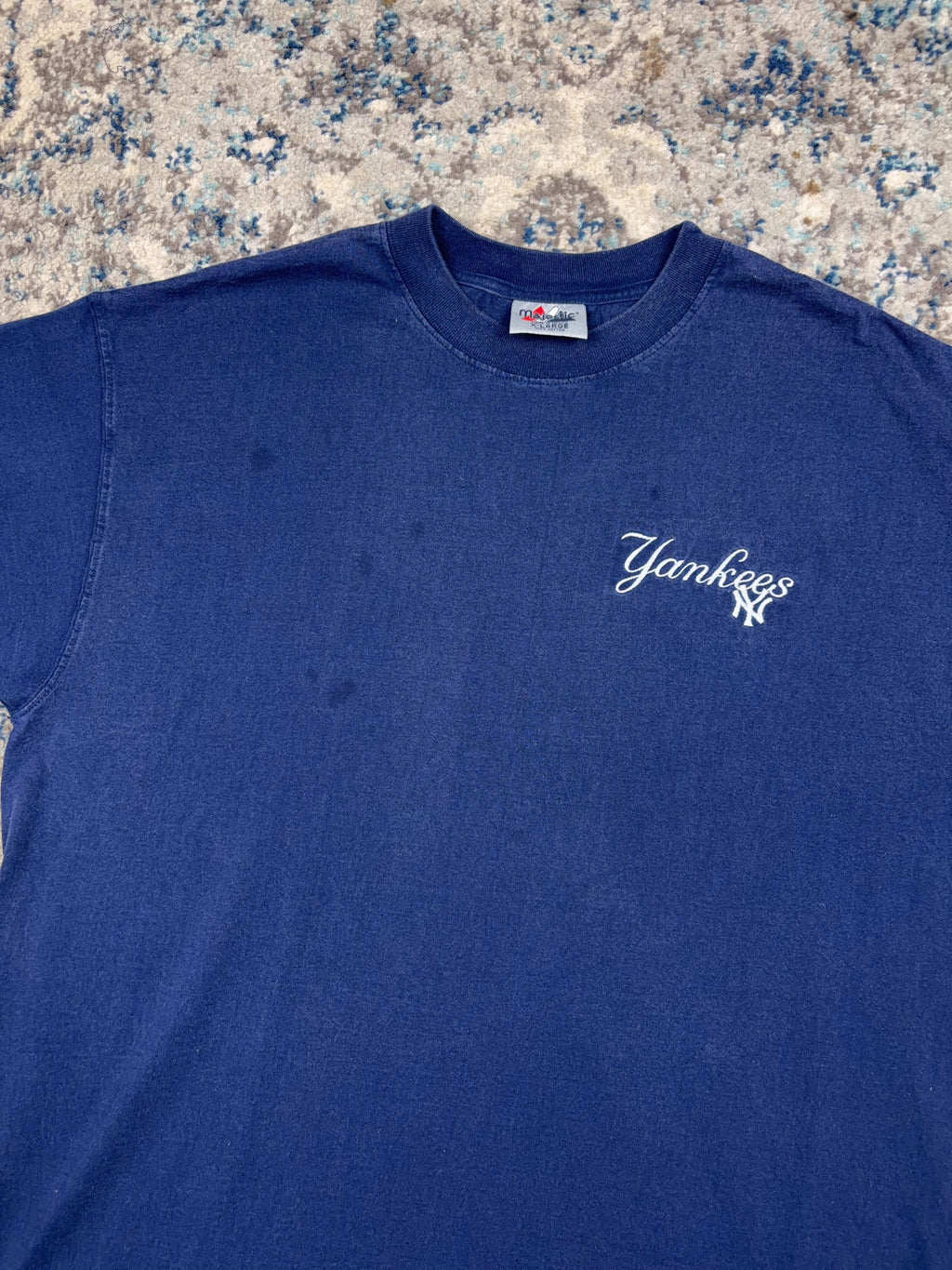 Vintage New York Yankees MLB Embroidered Logo Script T-Shirt Size XL