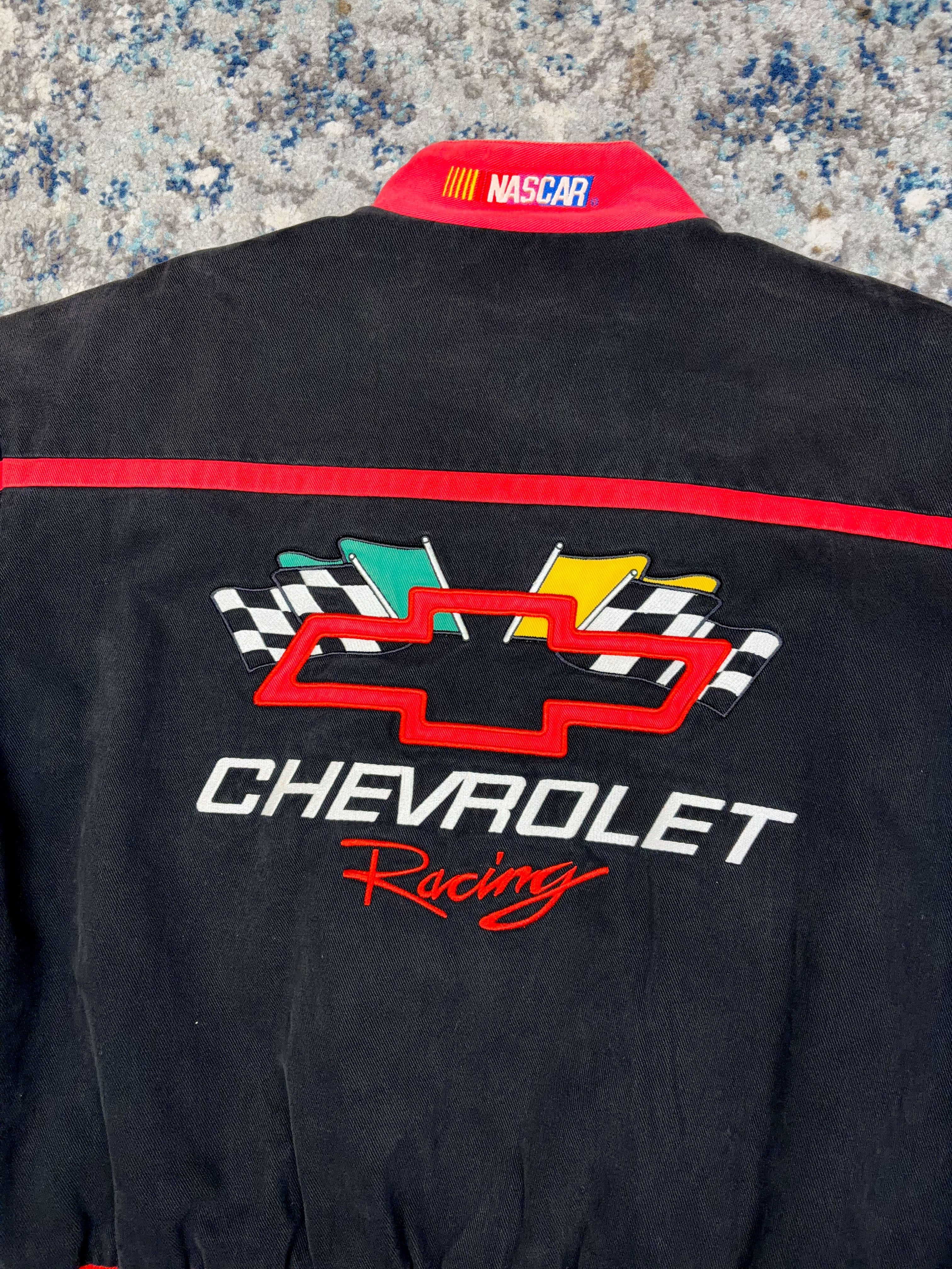 Vintage 90s Chevrolet Racing Embroidered Logo Spellout Racing Jacket Size Medium