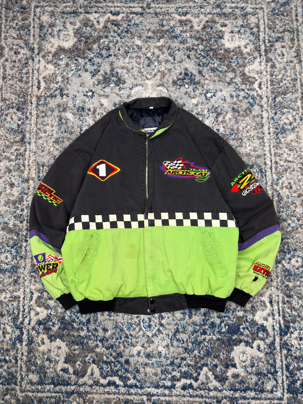 Vintage 80s/90s Team Arctic Cat SND-PRO 440 Embroidered Snowmobile Jacket Size Large