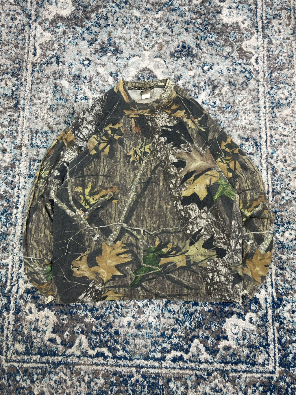 Vintage Jerzees Outdoors Mossy Oak Breakup Camo Long Sleeve T-Shirt Size XL