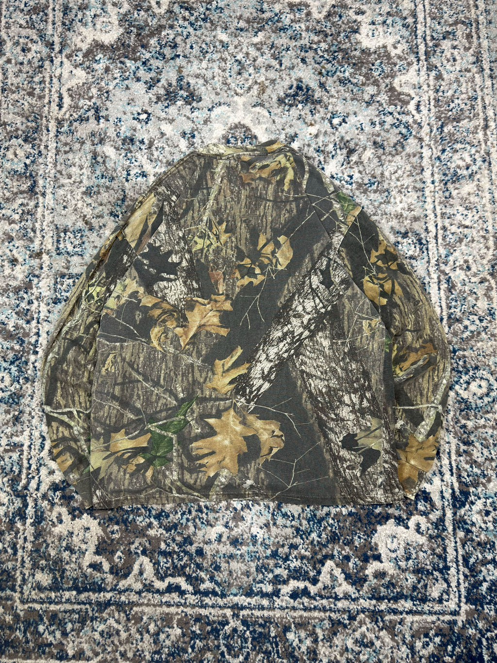 Vintage Jerzees Outdoors Mossy Oak Breakup Camo Long Sleeve T-Shirt Size XL