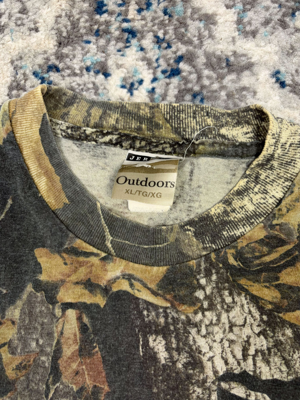 Vintage Jerzees Outdoors Mossy Oak Breakup Camo Long Sleeve T-Shirt Size XL
