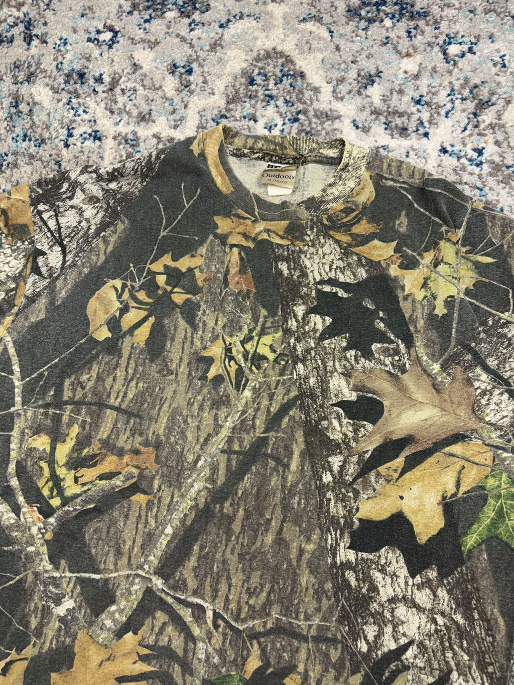 Vintage Jerzees Outdoors Mossy Oak Breakup Camo Long Sleeve T-Shirt Size XL