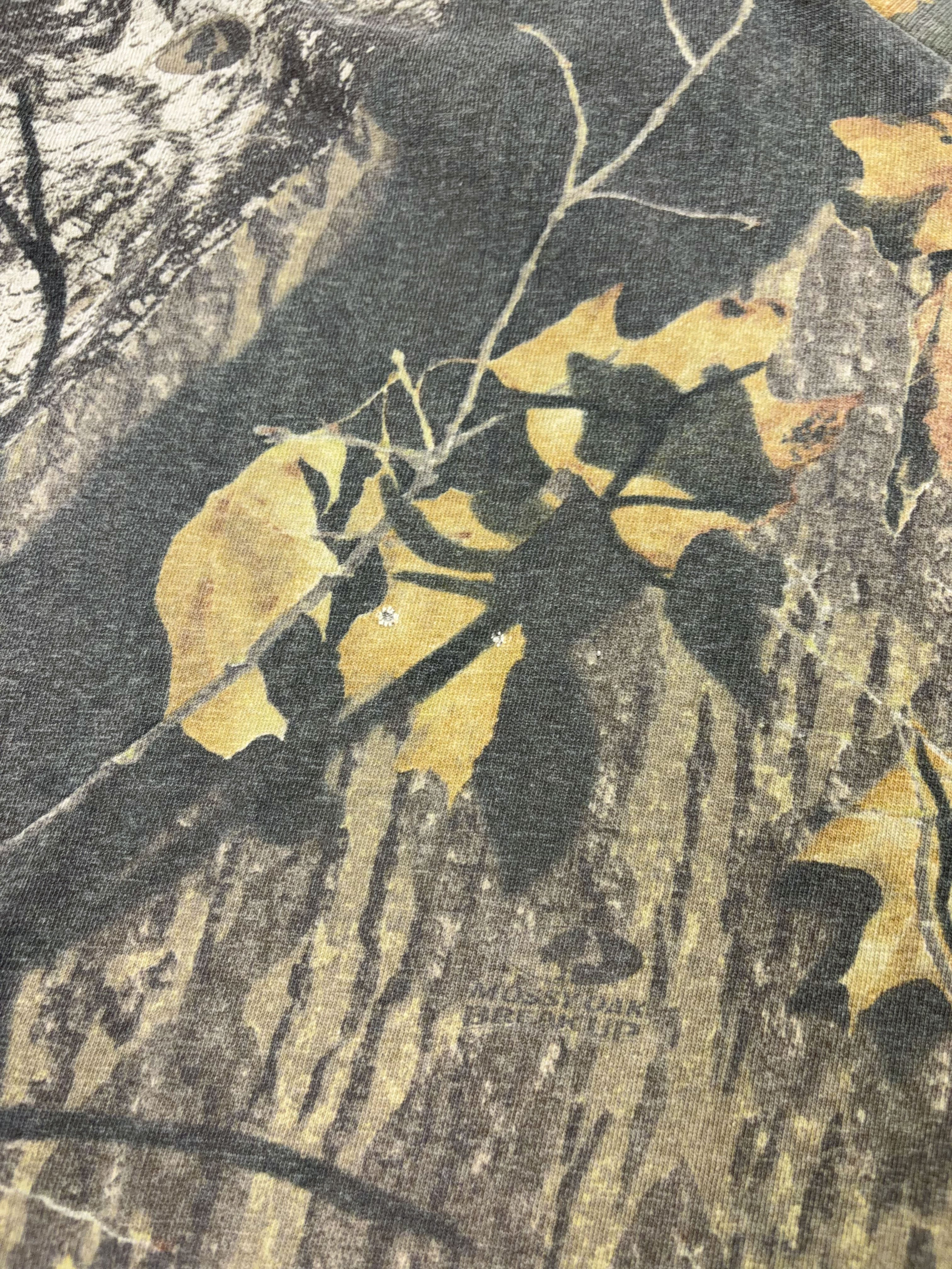 Vintage Jerzees Outdoors Mossy Oak Breakup Camo Long Sleeve T-Shirt Size XL