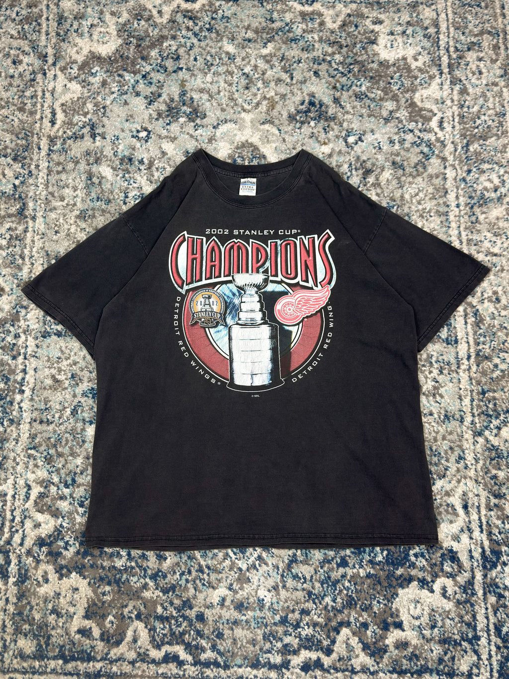 Vintage 2002 Detroit Red Wings NHL Stanley Cup Champions T-Shirt Size XL