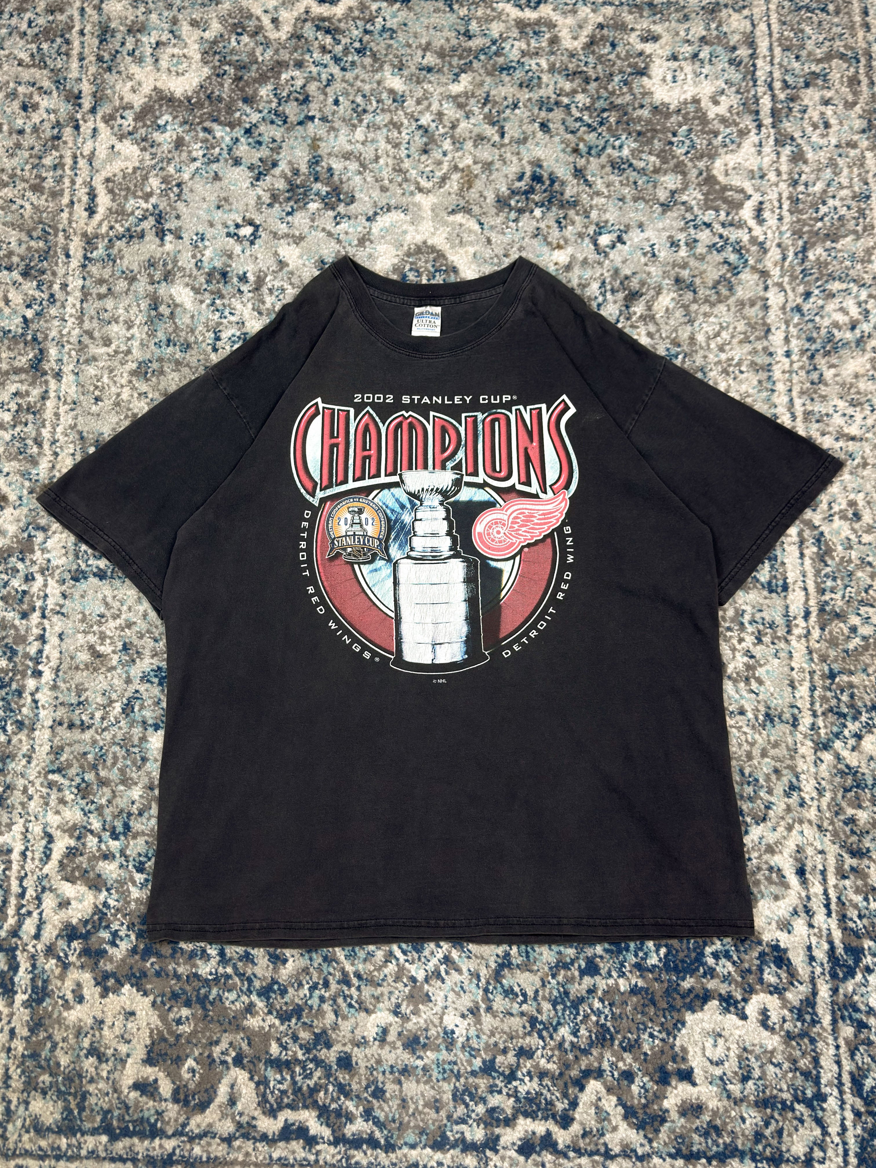 Vintage 2002 Detroit Red Wings NHL Stanley Cup Champions T-Shirt Size XL
