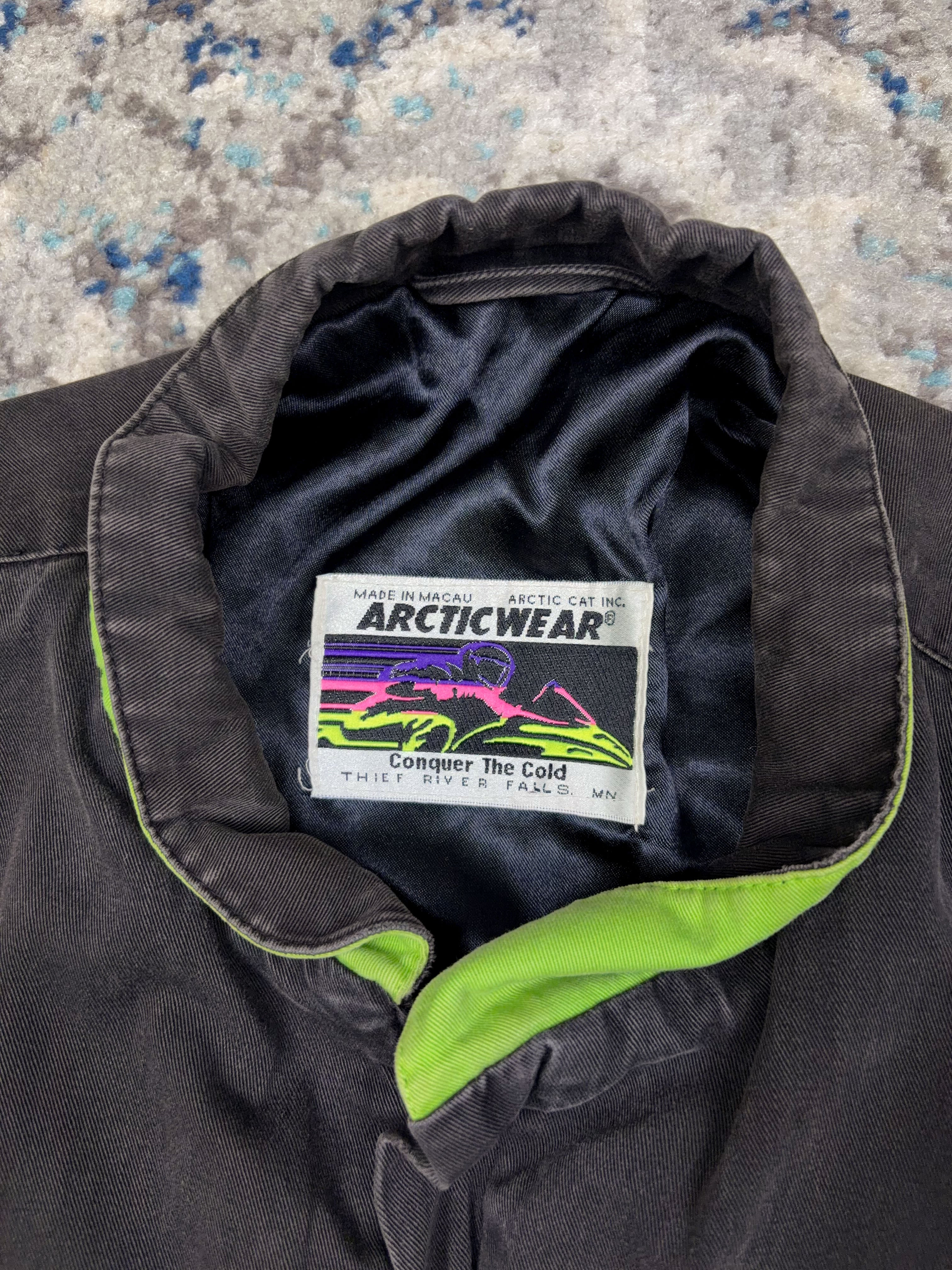 Vintage 80s/90s Team Arctic Cat SND-PRO 440 Embroidered Snowmobile Jacket Size Large