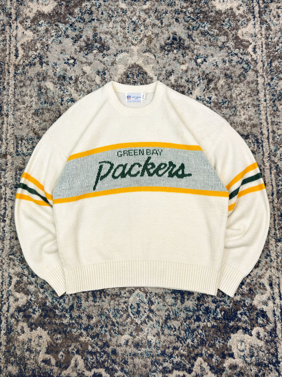 Vintage 80s/90s Green Bay Packers NFL Cliff Engle Pullover Knit Sweater Size Large