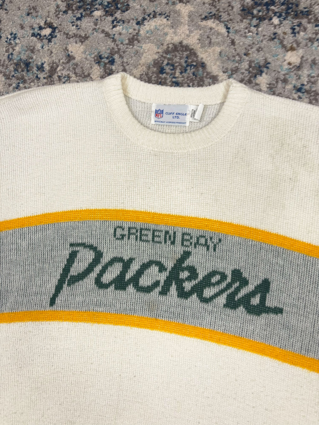 Vintage 80s/90s Green Bay Packers NFL Cliff Engle Pullover Knit Sweater Size Large
