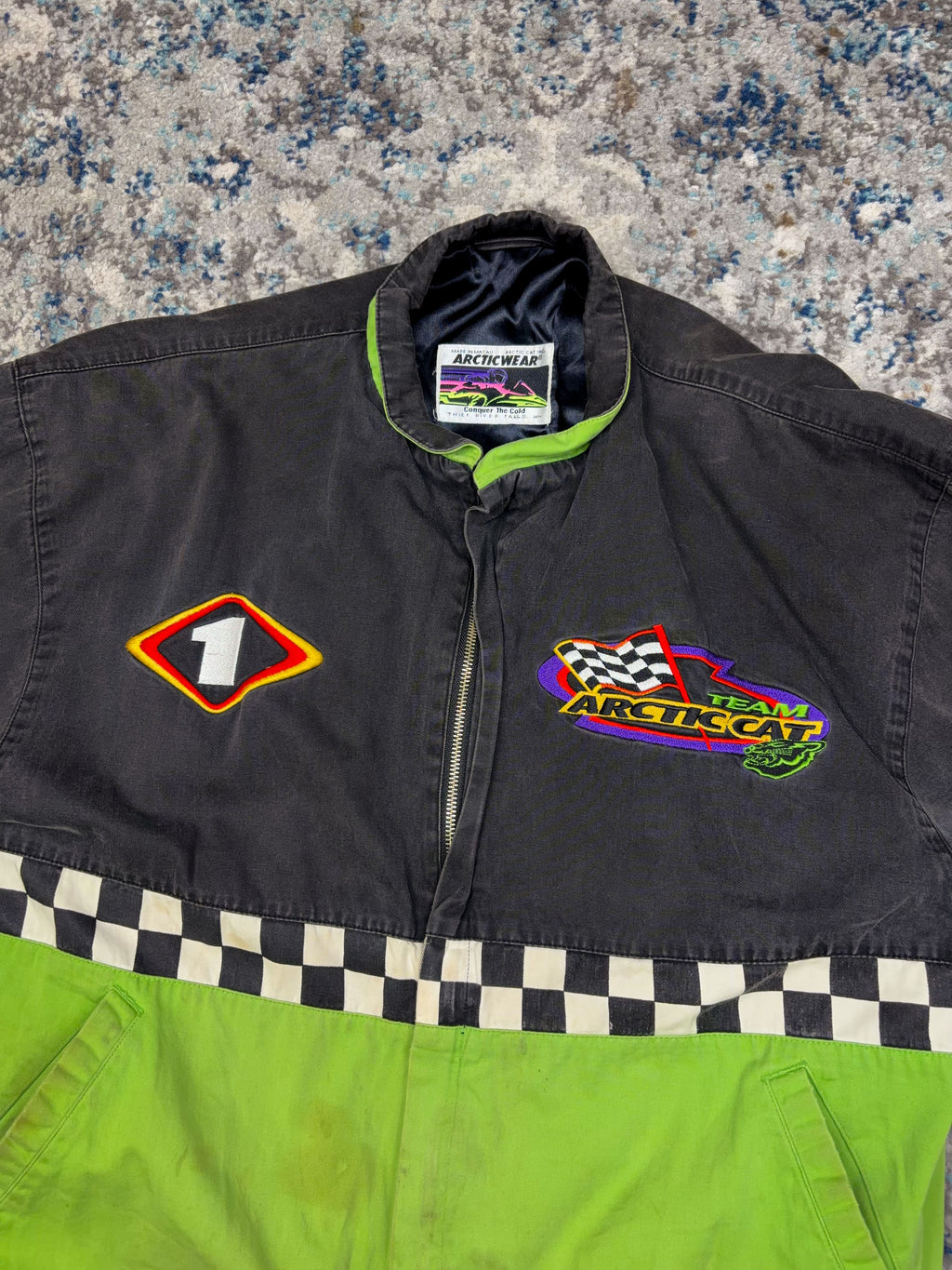 Vintage 80s/90s Team Arctic Cat SND-PRO 440 Embroidered Snowmobile Jacket Size Large