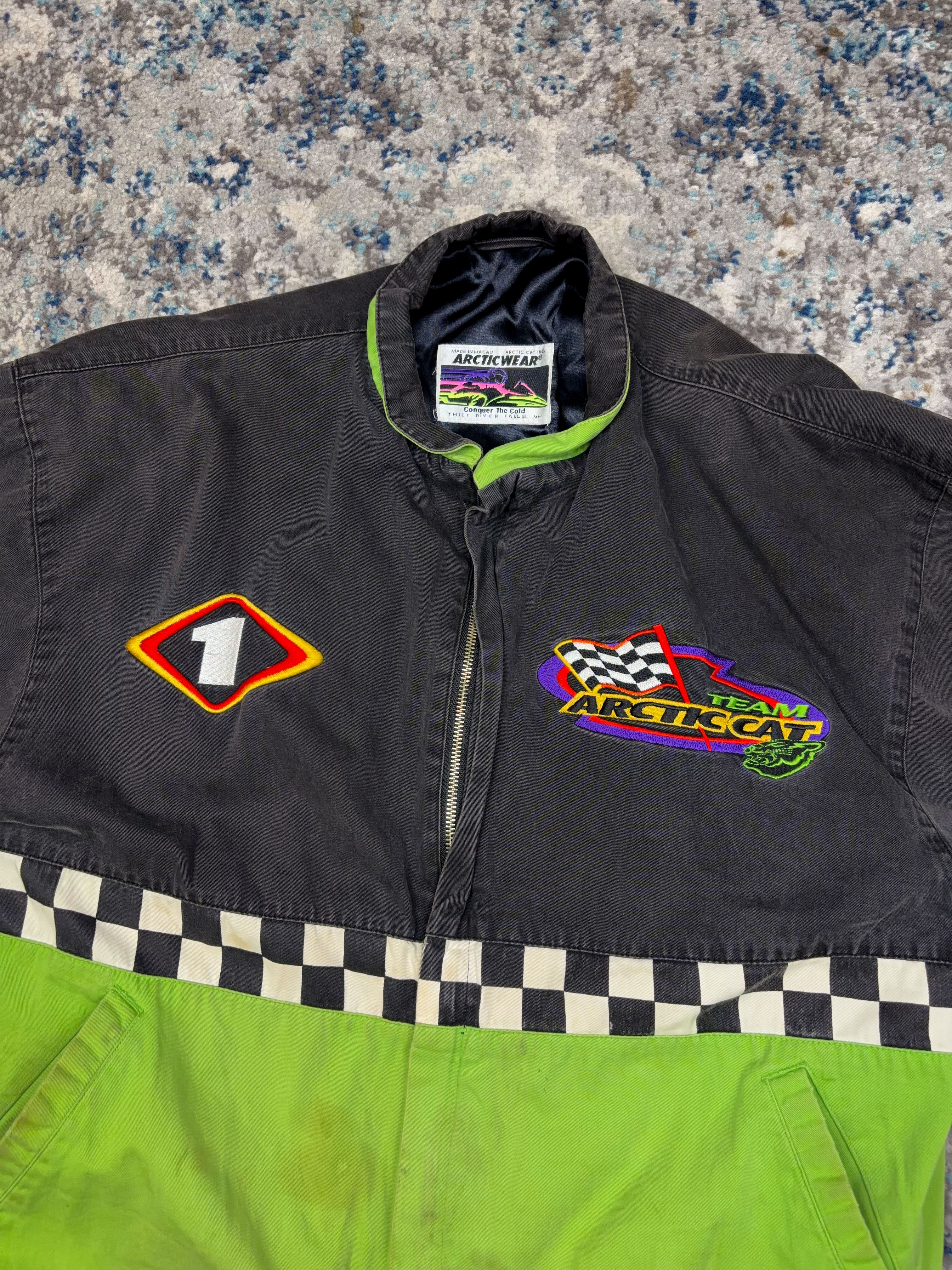 Vintage 80s/90s Team Arctic Cat SND-PRO 440 Embroidered Snowmobile Jacket Size Large