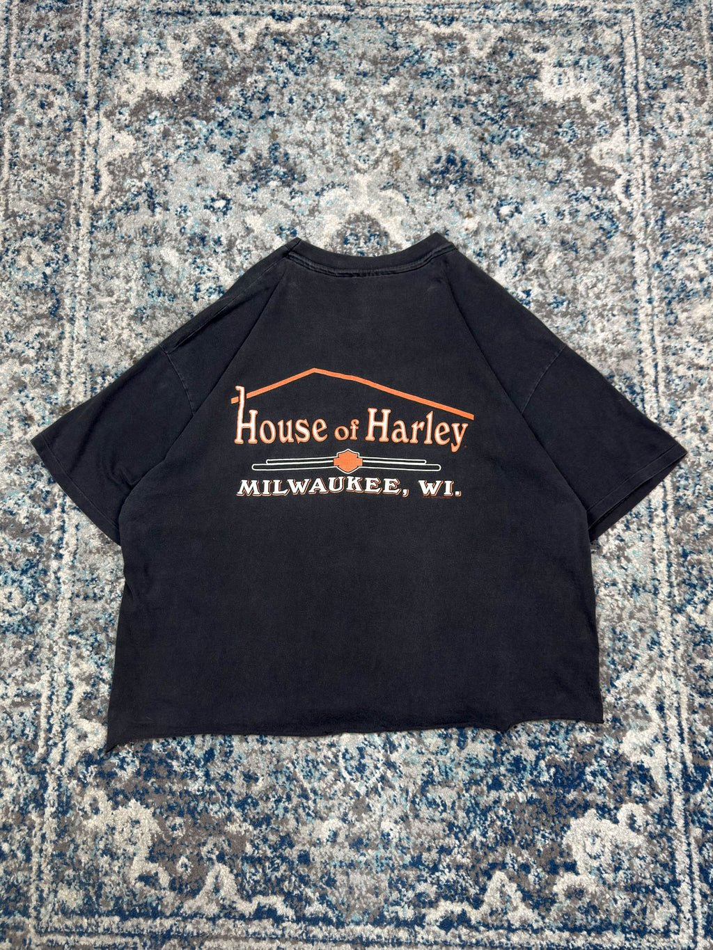 Vintage 1995 Harley Davidson Feel The Heat Neon Graphic Cropped T-Shirt Size 2XL