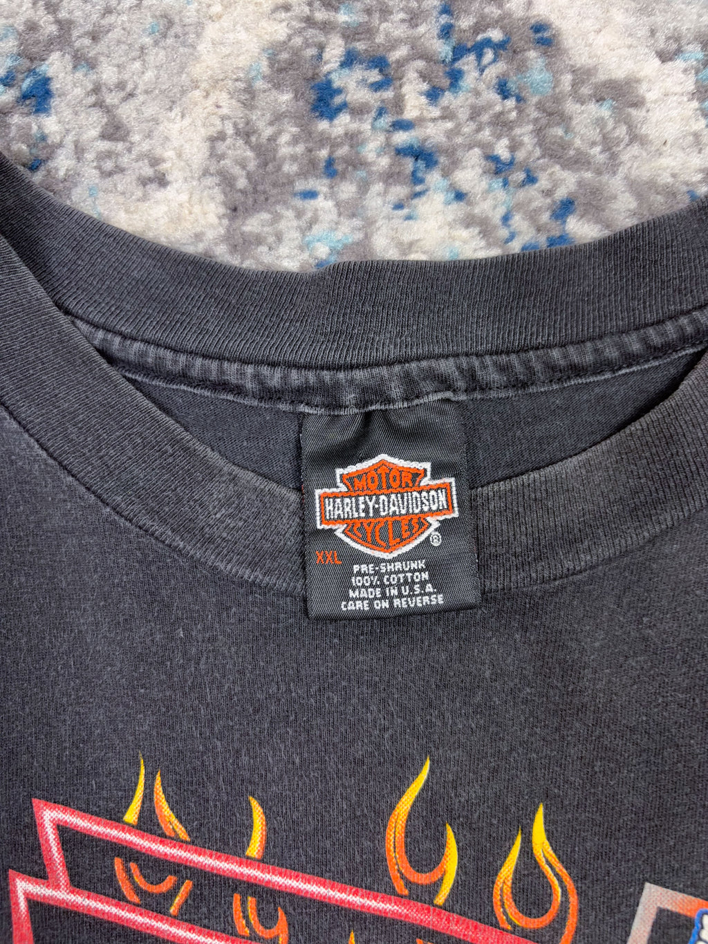 Vintage 1995 Harley Davidson Feel The Heat Neon Graphic Cropped T-Shirt Size 2XL