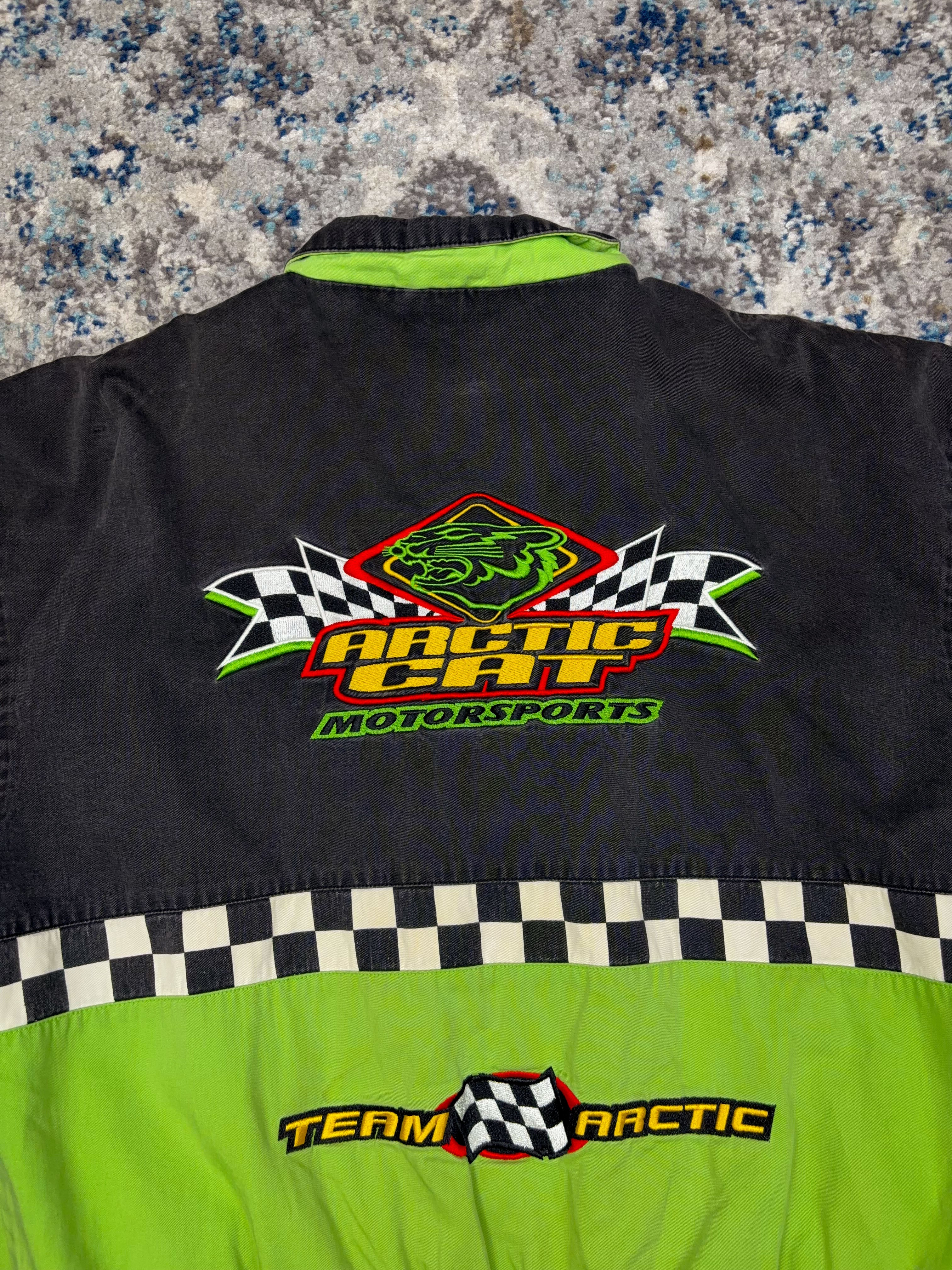 Vintage 80s/90s Team Arctic Cat SND-PRO 440 Embroidered Snowmobile Jacket Size Large