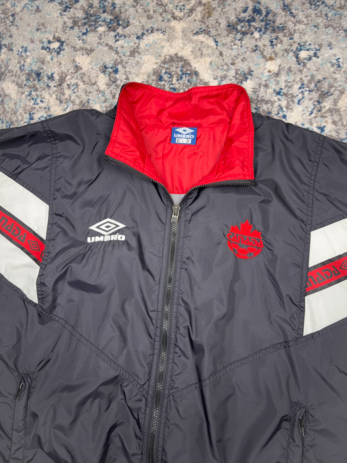 Vintage Canada National Team Umbro Sleeve Ribbon Full Zip Jacket Size Large