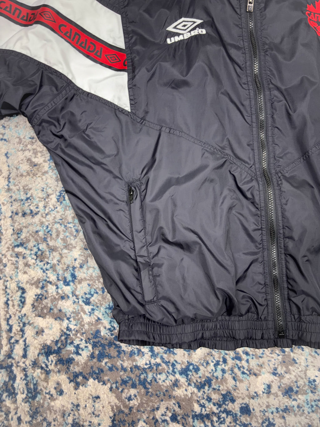 Vintage Canada National Team Umbro Sleeve Ribbon Full Zip Jacket Size Large