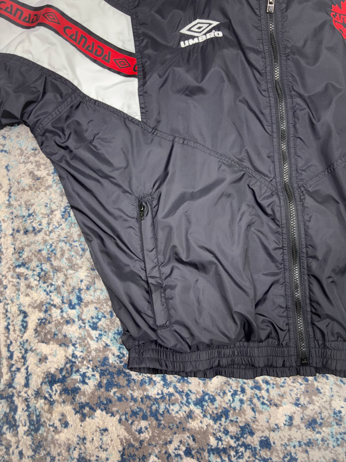 Vintage Canada National Team Umbro Sleeve Ribbon Full Zip Jacket Size Large