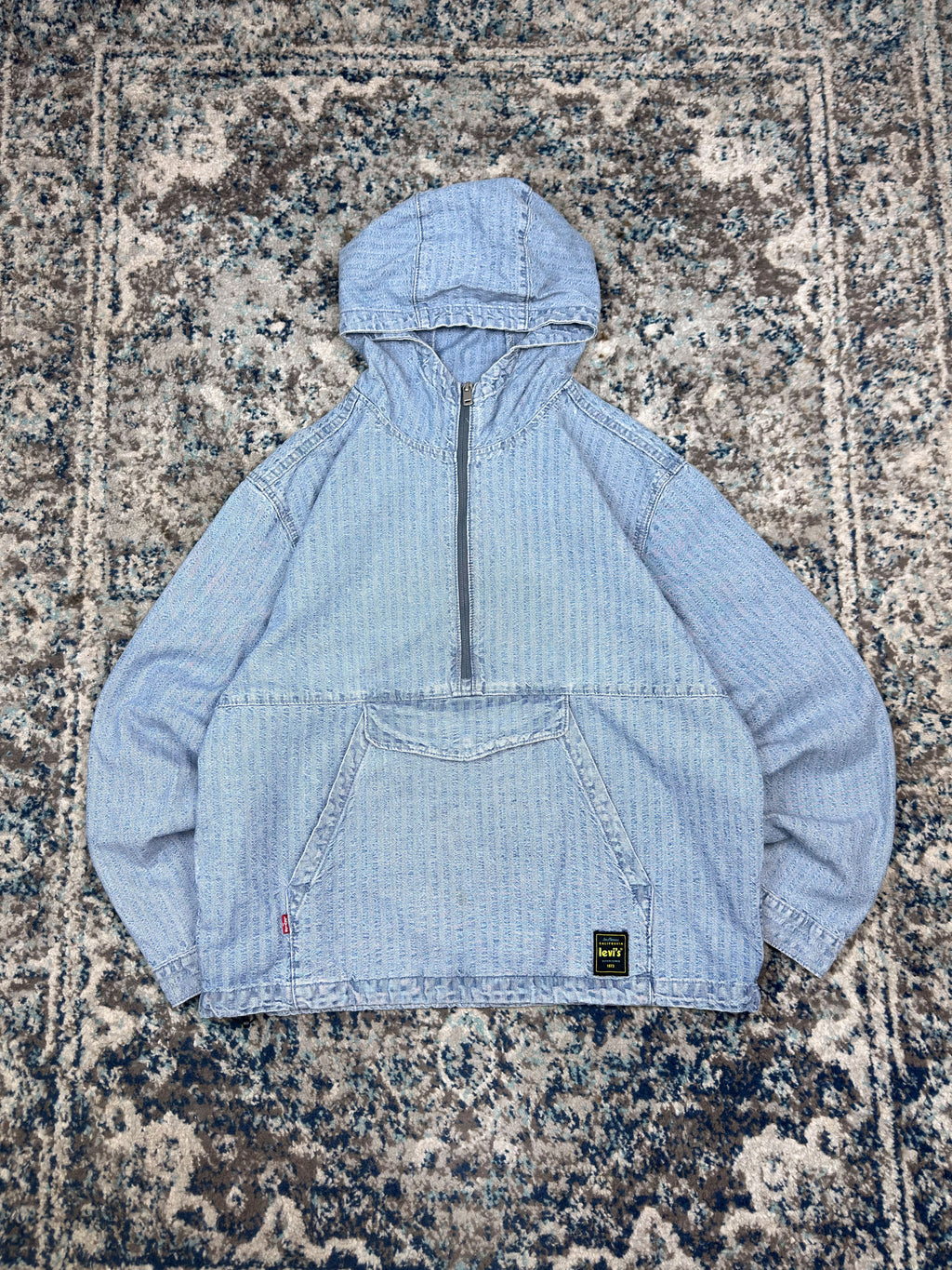Levis Sutro Light Wash Denim 1/2 Zip Anorak Jacket Size Small