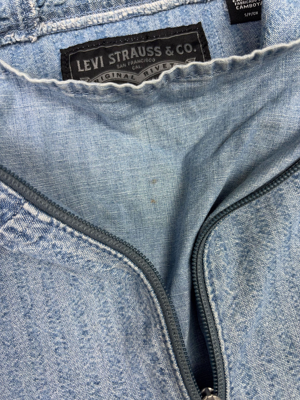 Levis Sutro Light Wash Denim 1/2 Zip Anorak Jacket Size Small