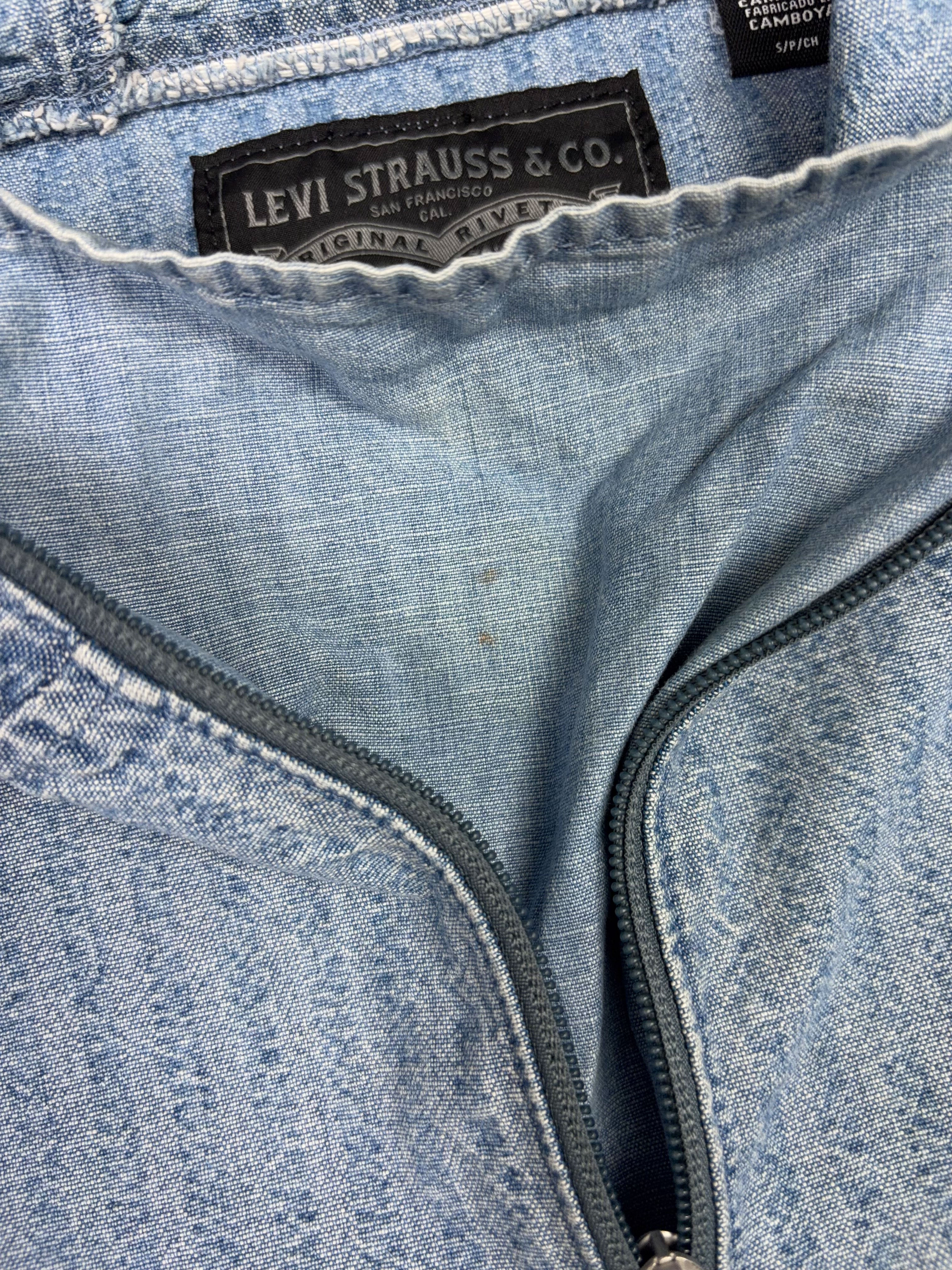 Levis Sutro Light Wash Denim 1/2 Zip Anorak Jacket Size Small