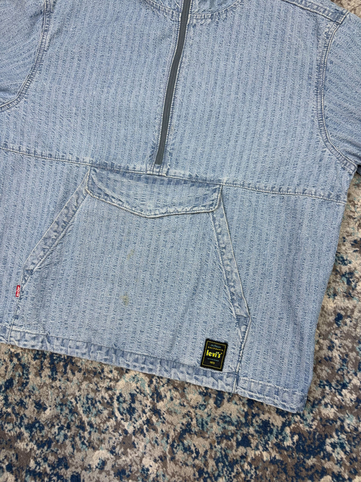 Levis Sutro Light Wash Denim 1/2 Zip Anorak Jacket Size Small
