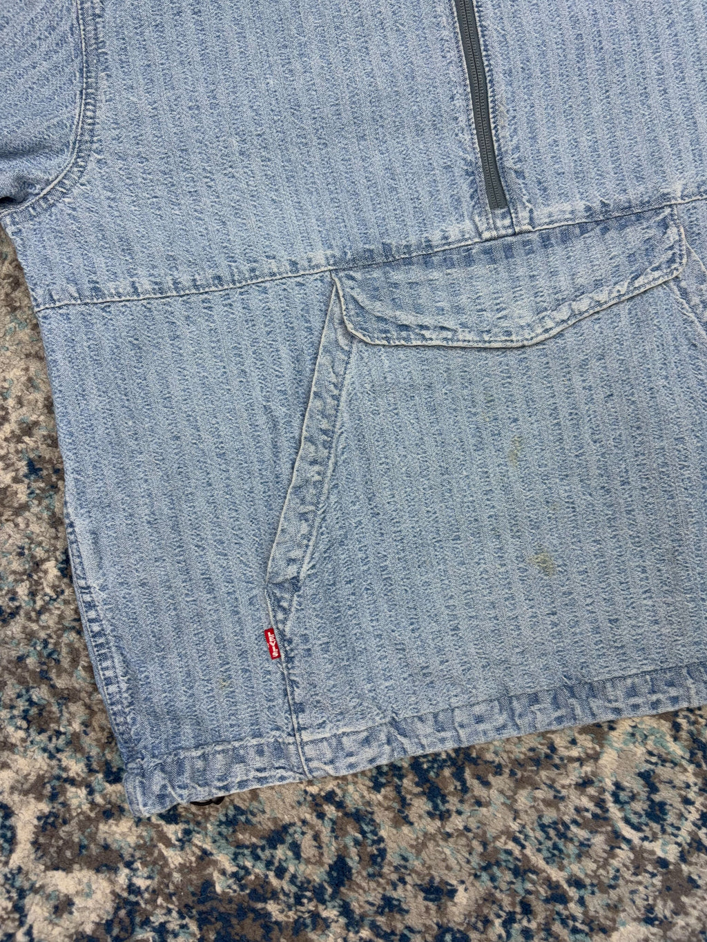 Levis Sutro Light Wash Denim 1/2 Zip Anorak Jacket Size Small