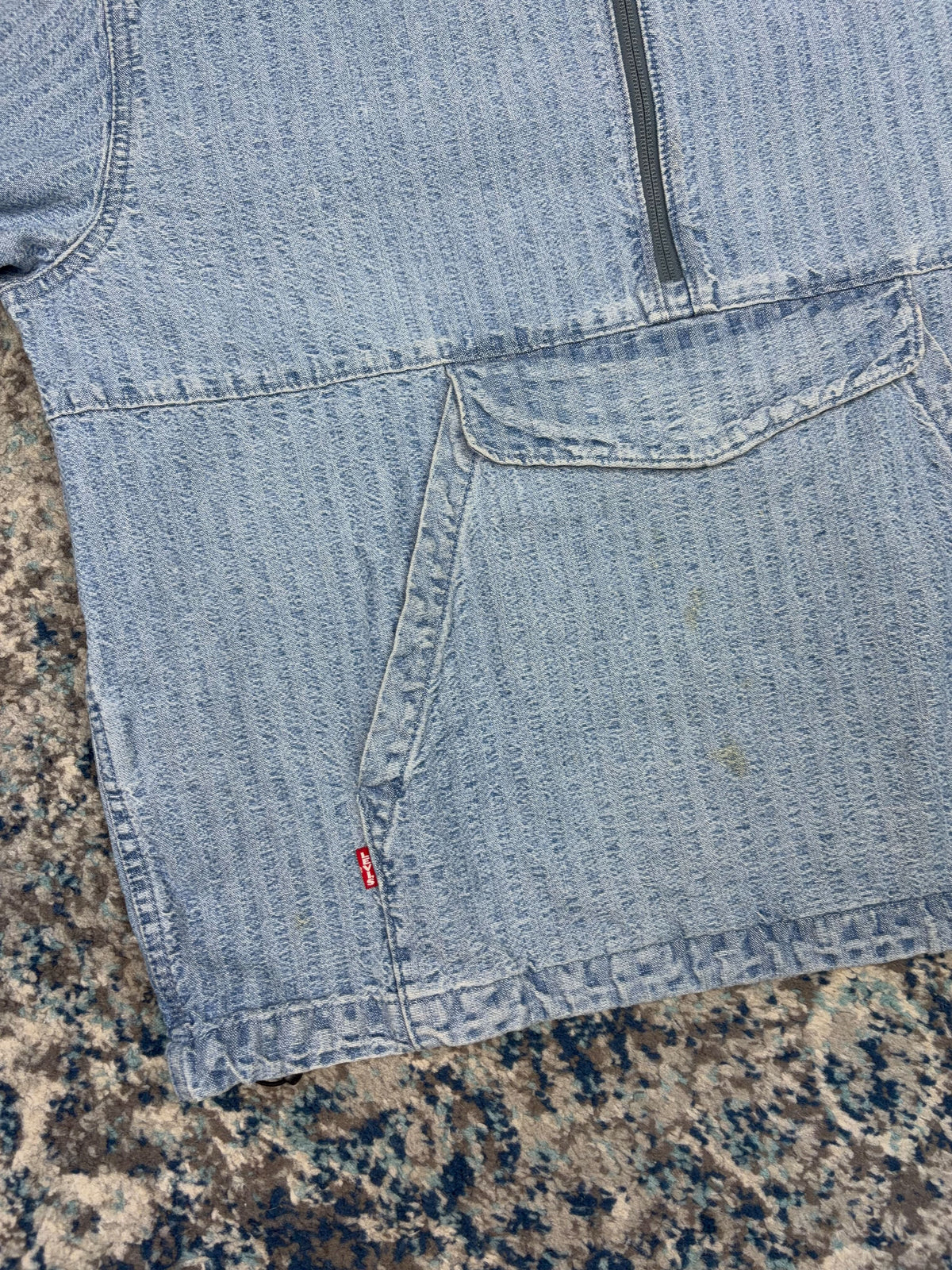 Levis Sutro Light Wash Denim 1/2 Zip Anorak Jacket Size Small
