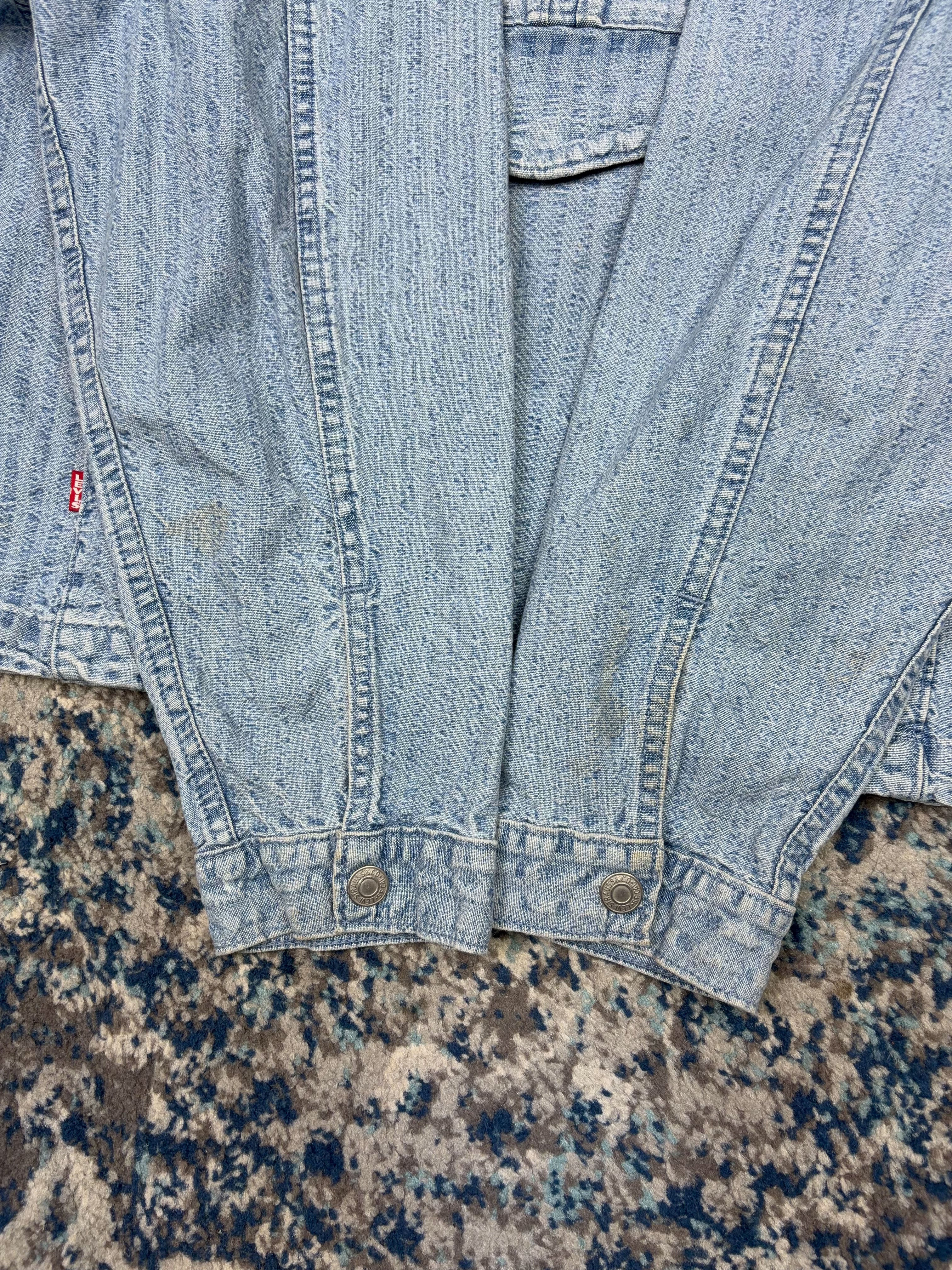 Levis Sutro Light Wash Denim 1/2 Zip Anorak Jacket Size Small
