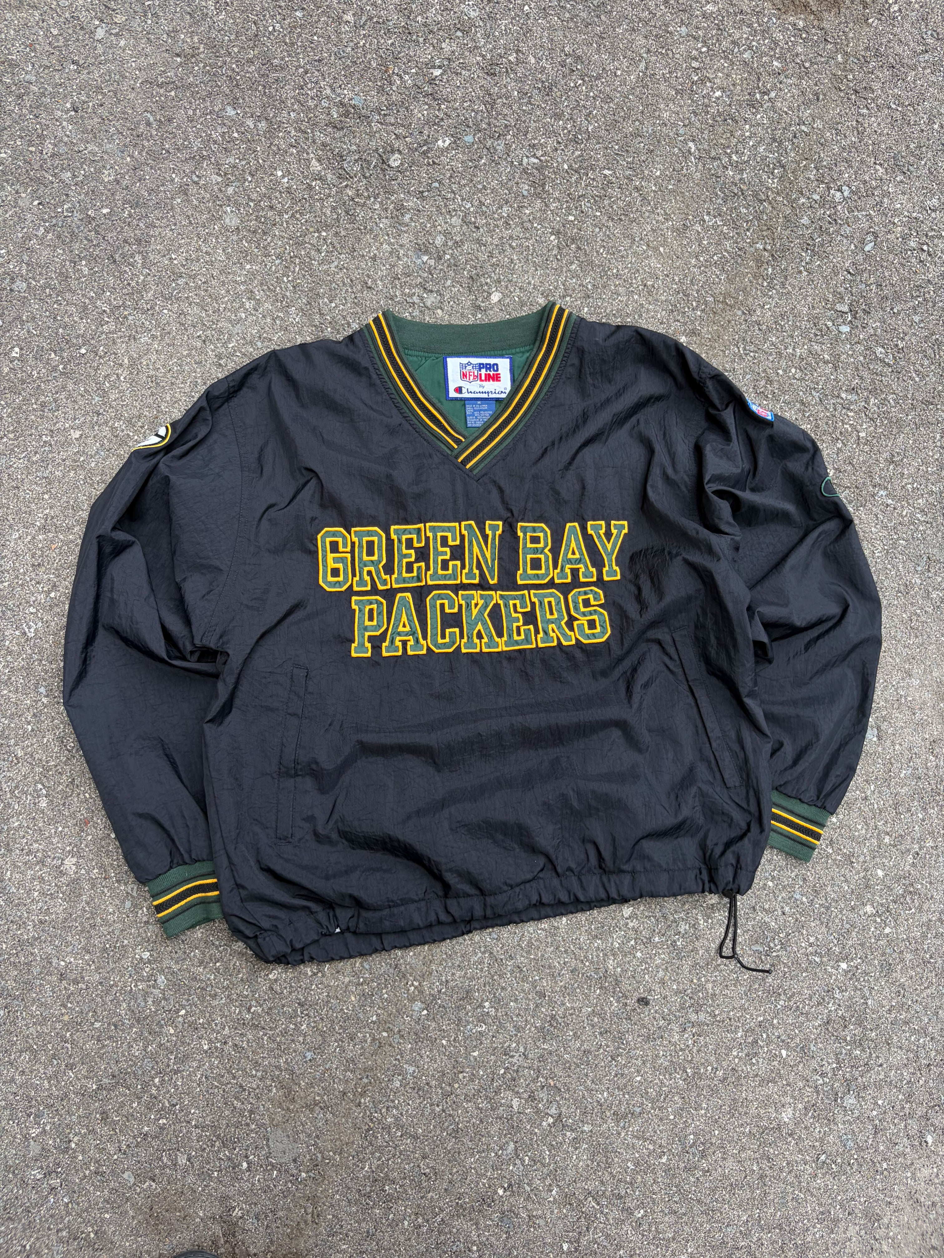 Vintage 90s Green Bay Packers NFL Embroidered Champion Windbreaker Jacket Size Medium