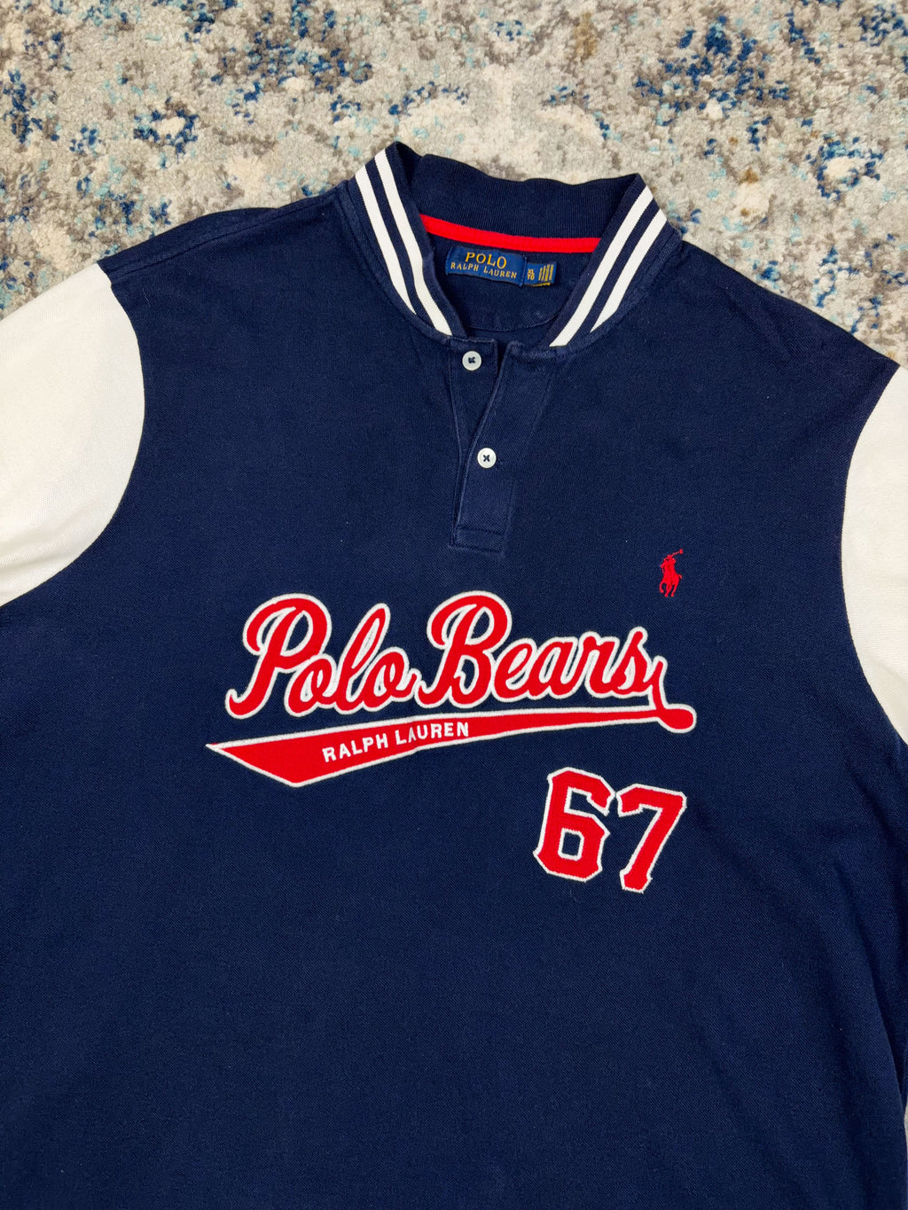Vintage Polo Ralph Lauren Bears Script Spellout 1/4 Button Up Shirt Size XL