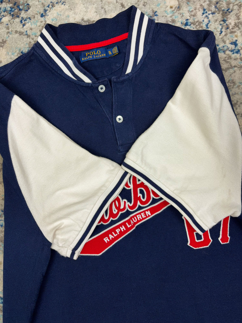 Vintage Polo Ralph Lauren Bears Script Spellout 1/4 Button Up Shirt Size XL