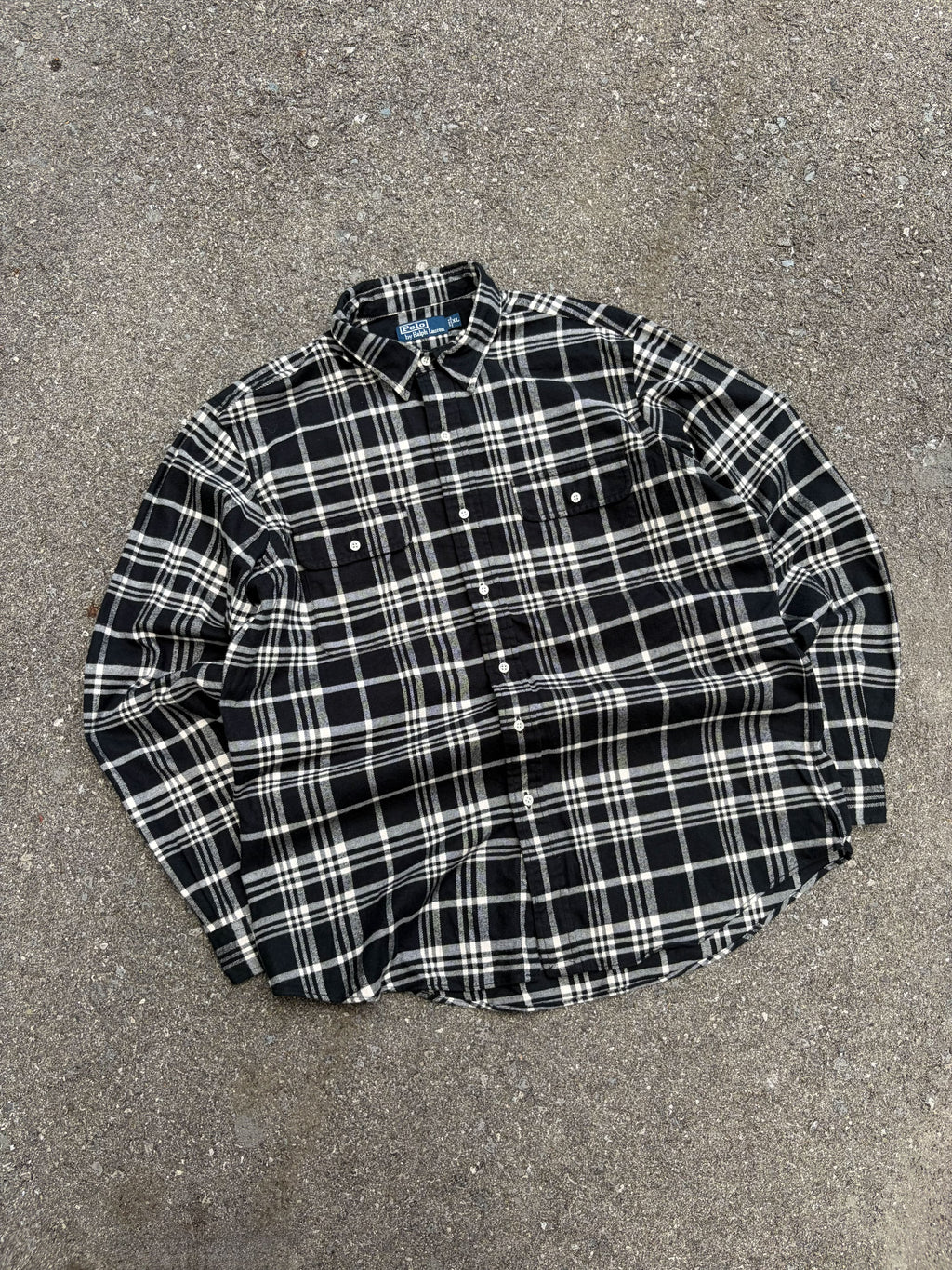 Vintage Polo Ralph Lauren Plaid Long Sleeve Double Pocket Button Up Shirt Size XL