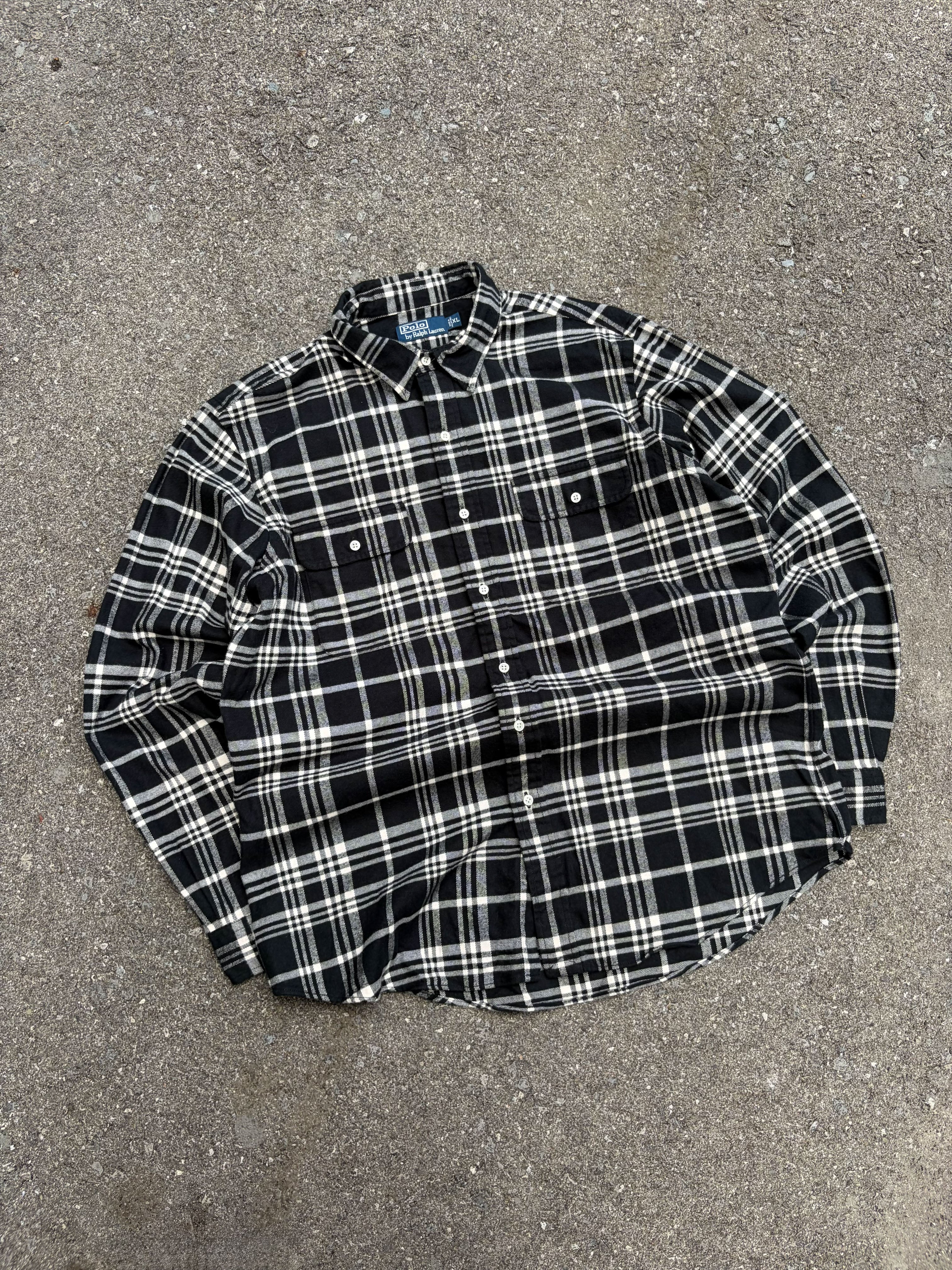 Vintage Polo Ralph Lauren Plaid Long Sleeve Double Pocket Button Up Shirt Size XL
