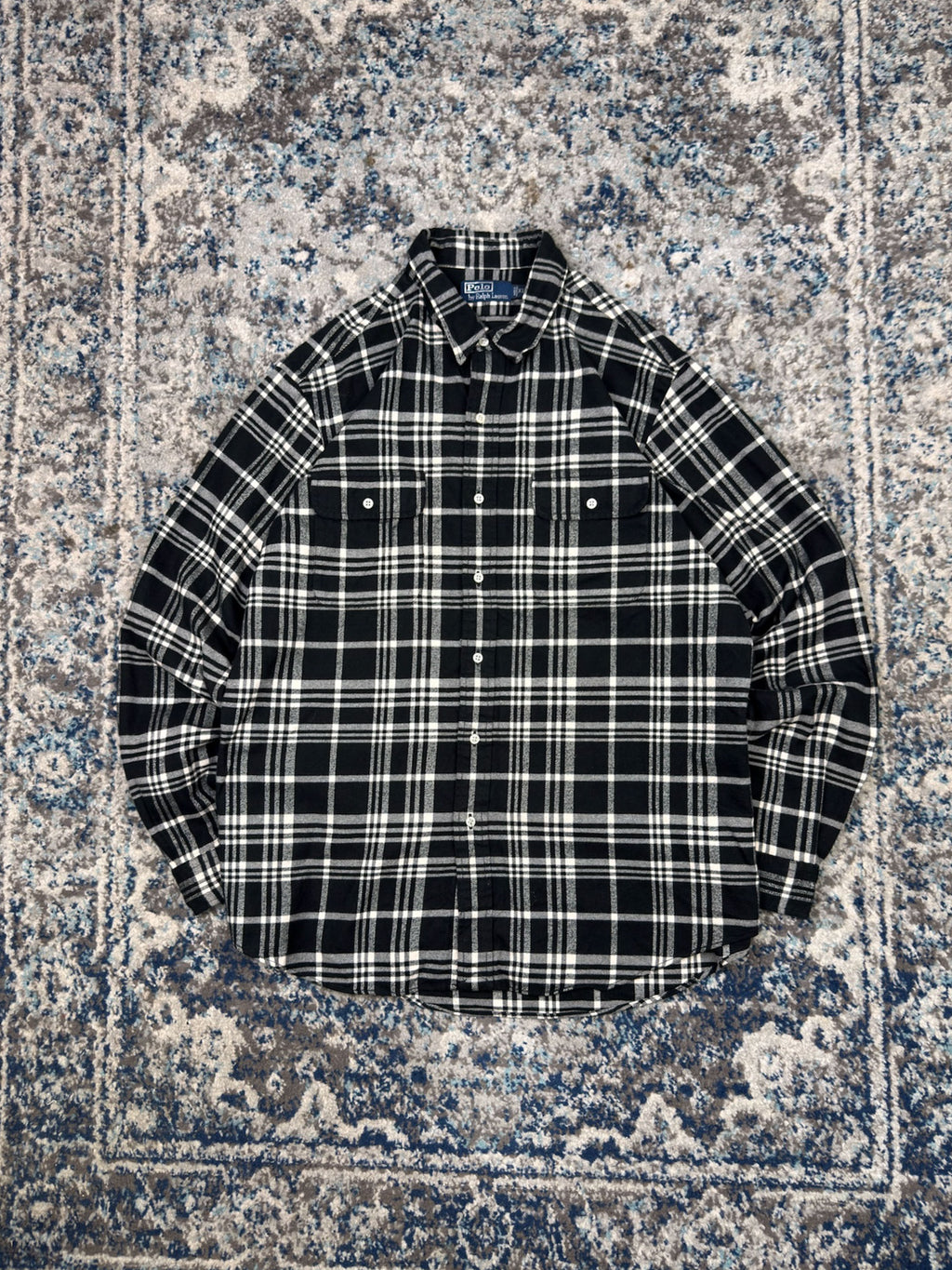 Vintage Polo Ralph Lauren Plaid Long Sleeve Double Pocket Button Up Shirt Size XL