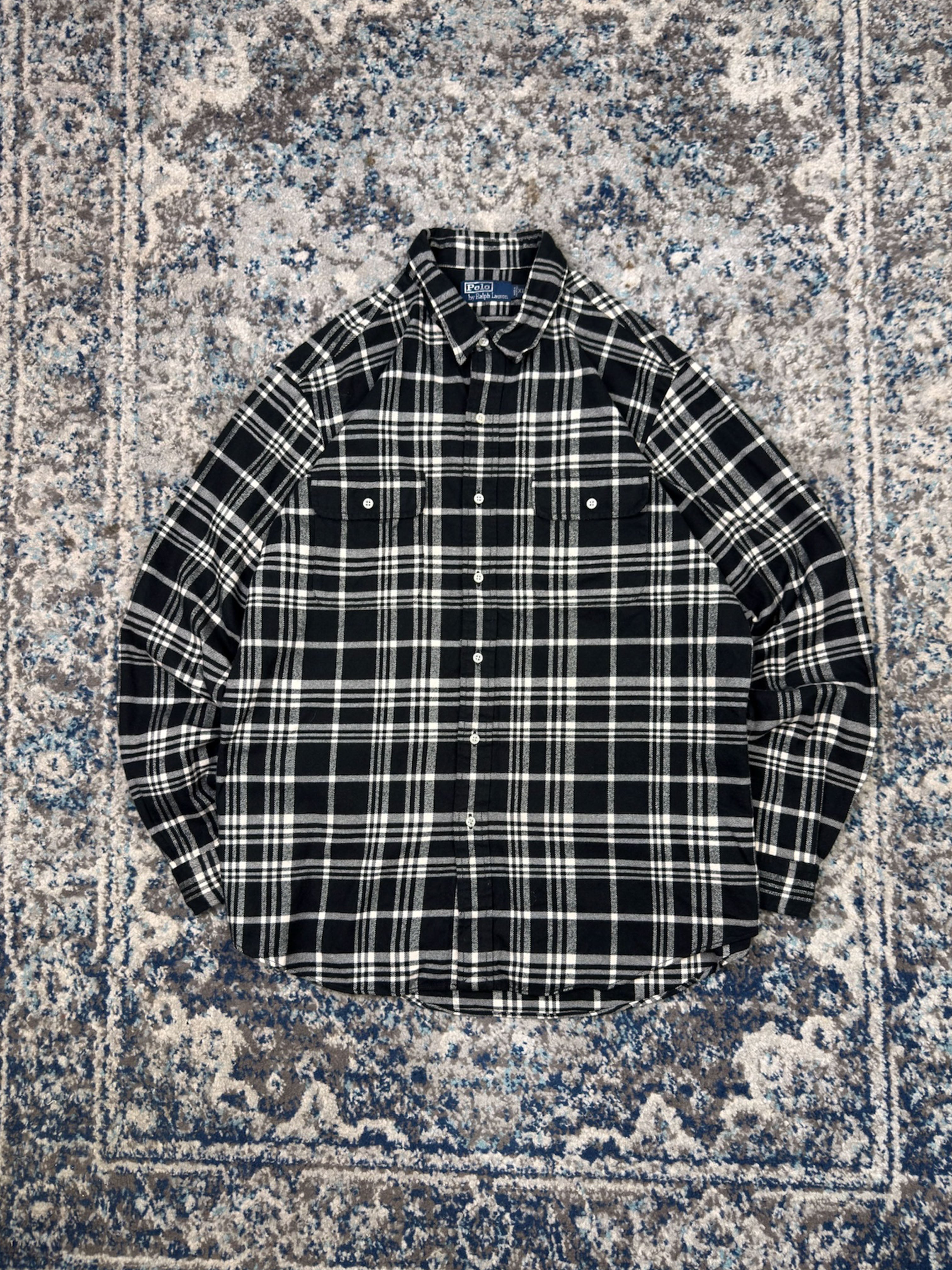 Vintage Polo Ralph Lauren Plaid Long Sleeve Double Pocket Button Up Shirt Size XL