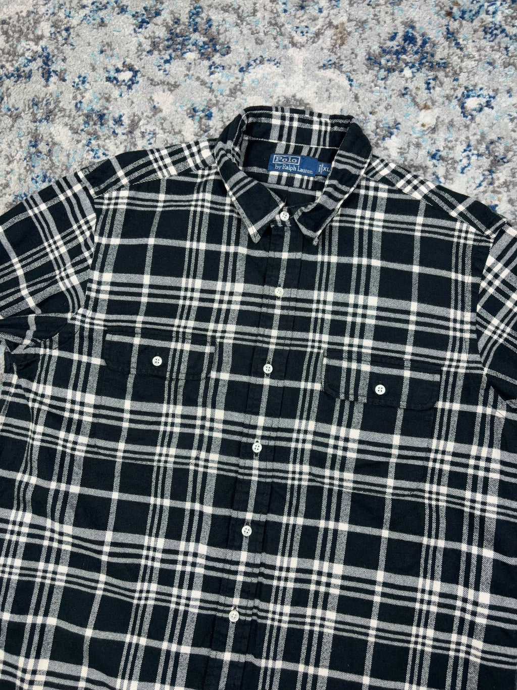 Vintage Polo Ralph Lauren Plaid Long Sleeve Double Pocket Button Up Shirt Size XL