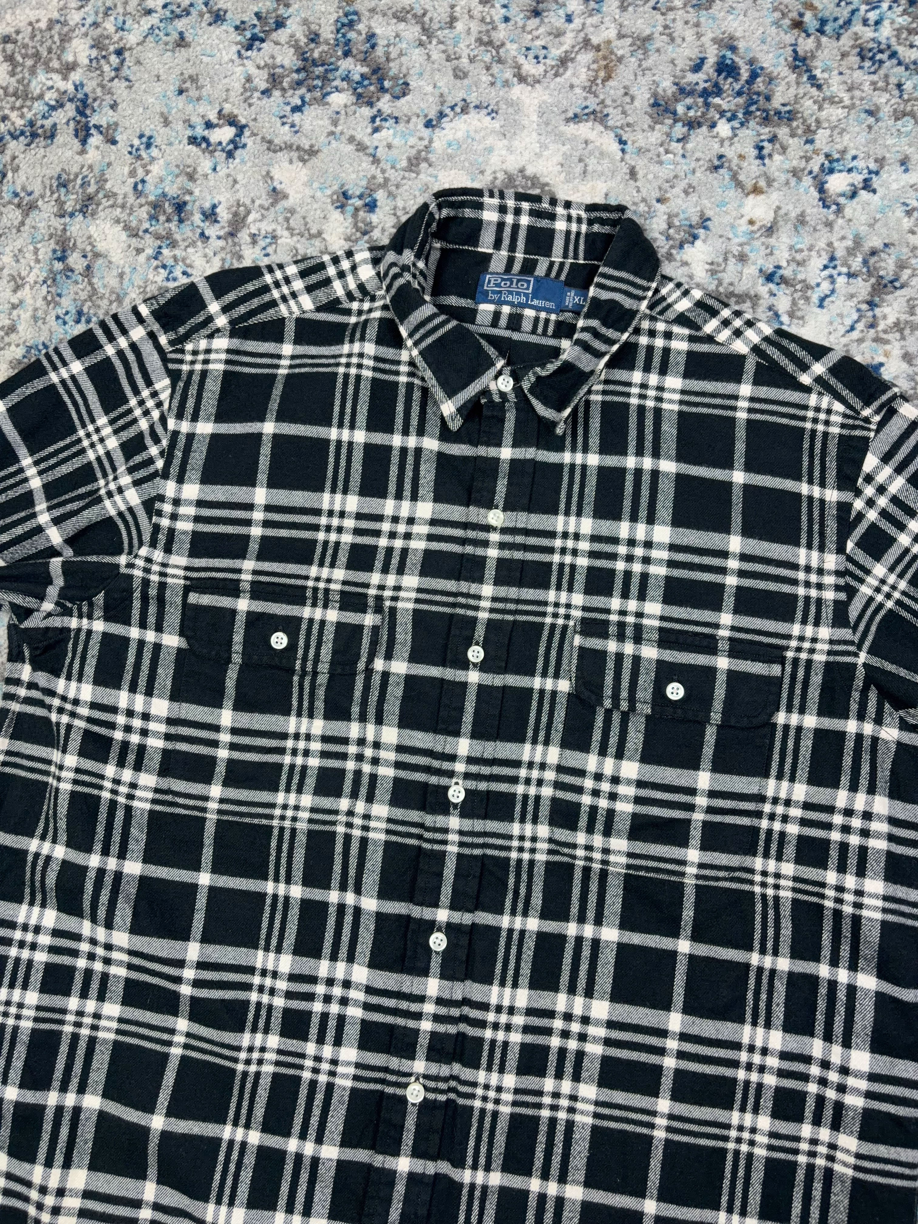 Vintage Polo Ralph Lauren Plaid Long Sleeve Double Pocket Button Up Shirt Size XL
