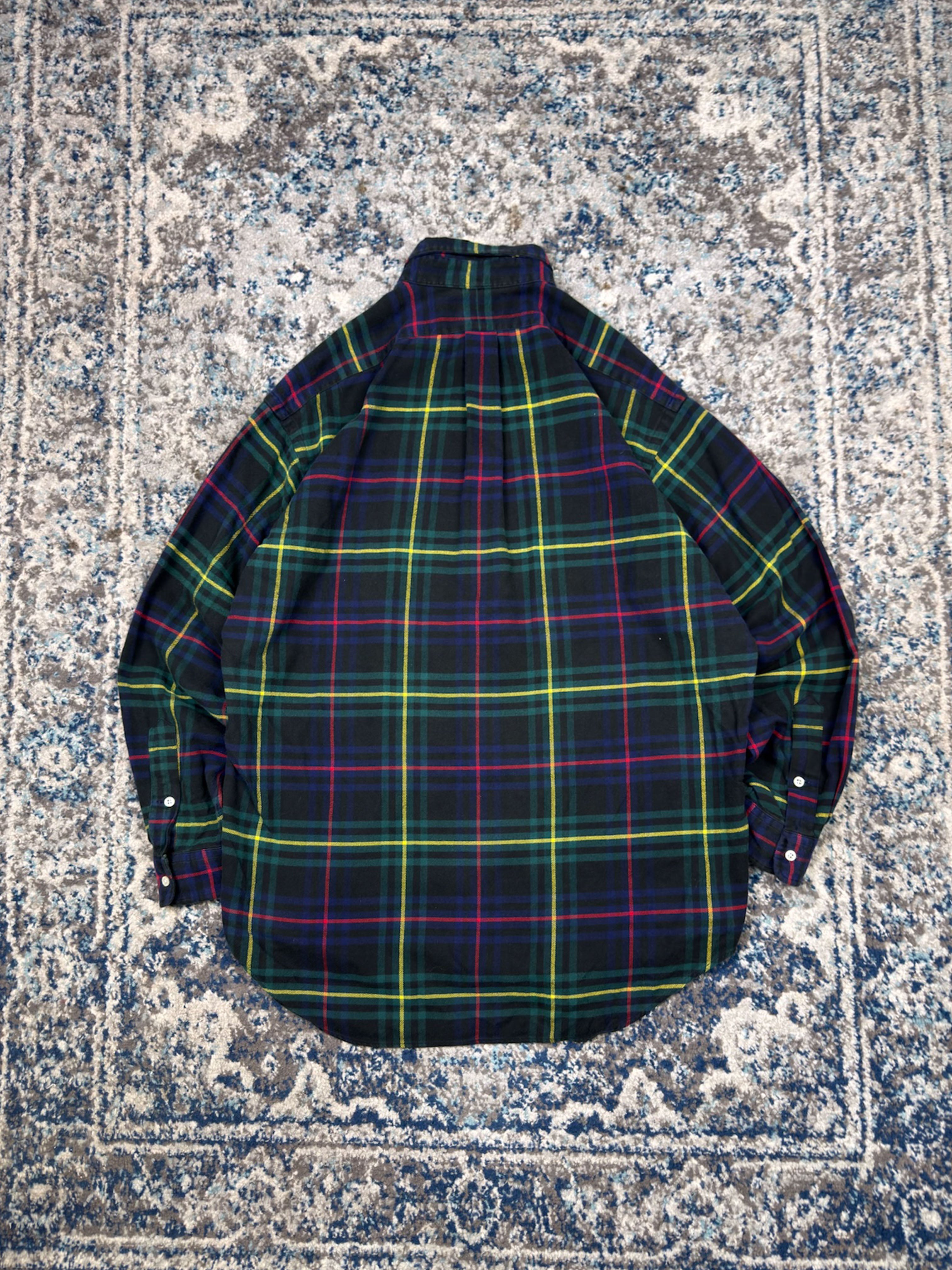 Vintage Polo Ralph Lauren Embroidered Pony Plaid Long Sleeve Button Up Shirt Size Large