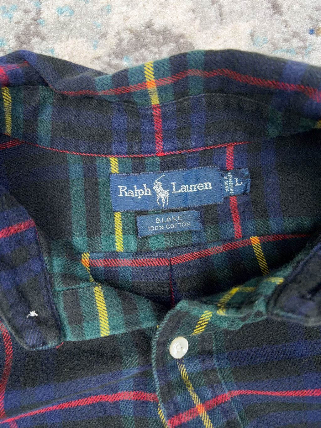 Vintage Polo Ralph Lauren Embroidered Pony Plaid Long Sleeve Button Up Shirt Size Large
