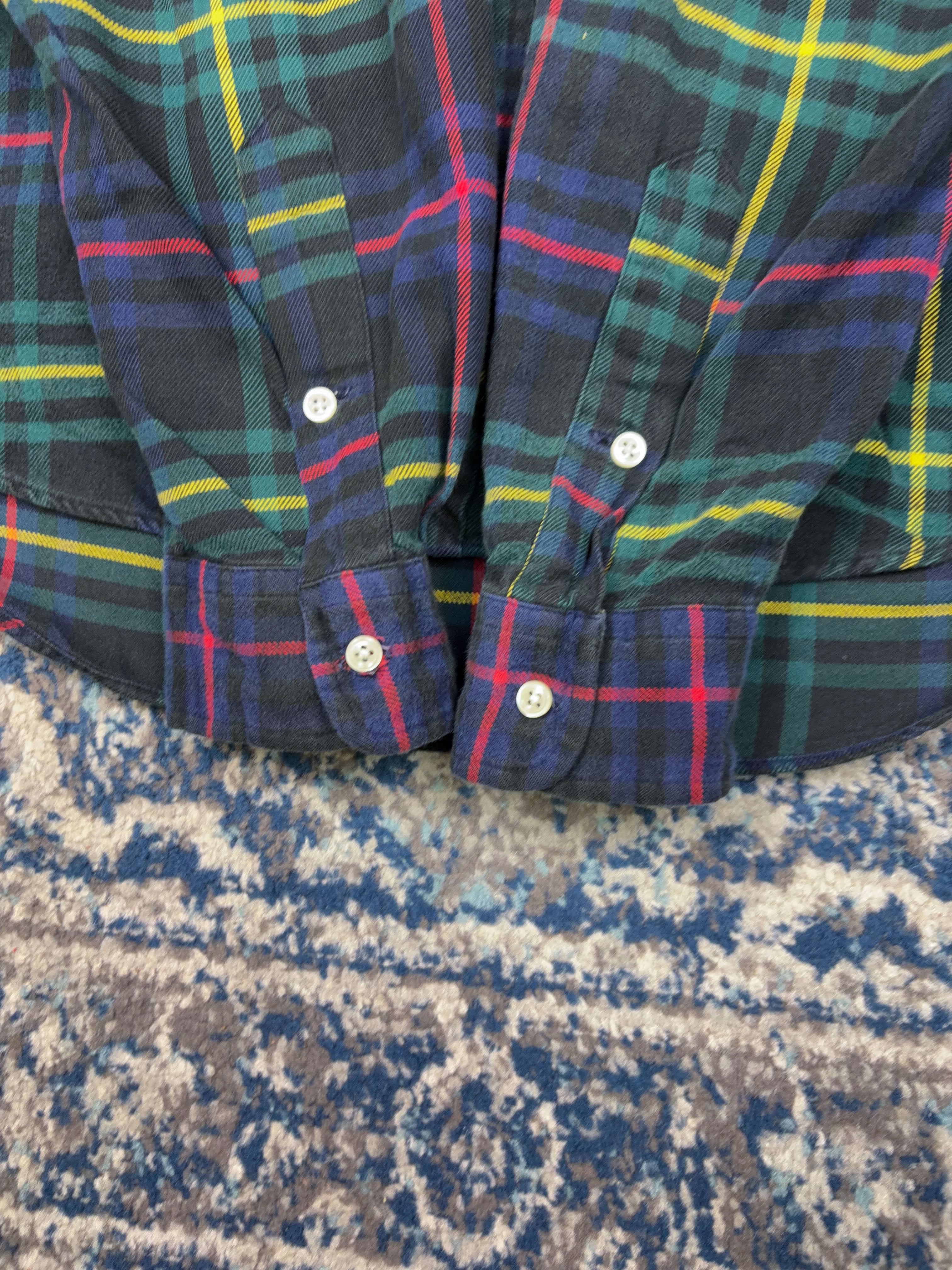 Vintage Polo Ralph Lauren Embroidered Pony Plaid Long Sleeve Button Up Shirt Size Large
