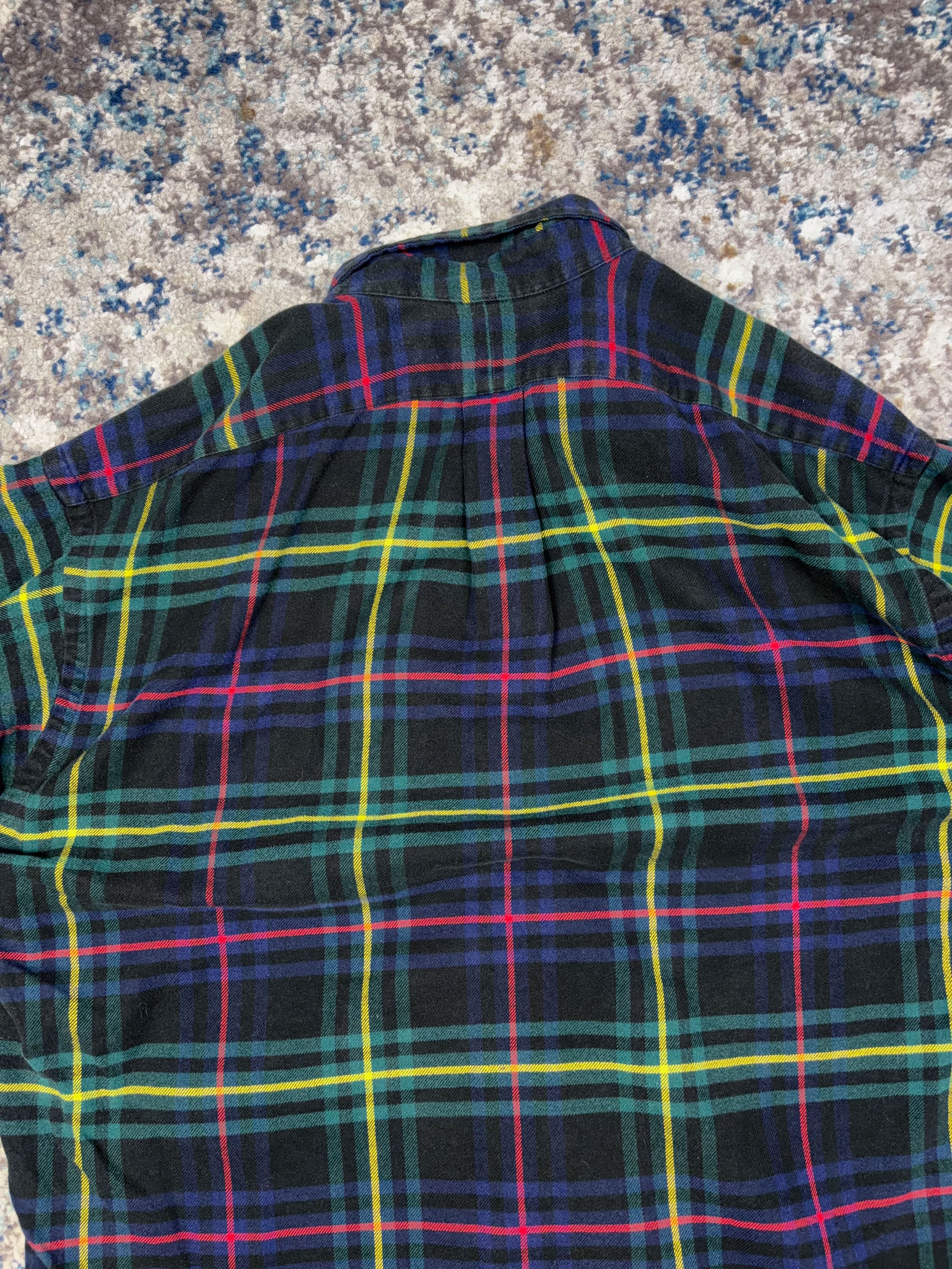 Vintage Polo Ralph Lauren Embroidered Pony Plaid Long Sleeve Button Up Shirt Size Large