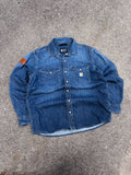 Vintage Carhartt Relaxed Fit Medium Wash Denim Long Sleeve Button Up Shirt Size Large