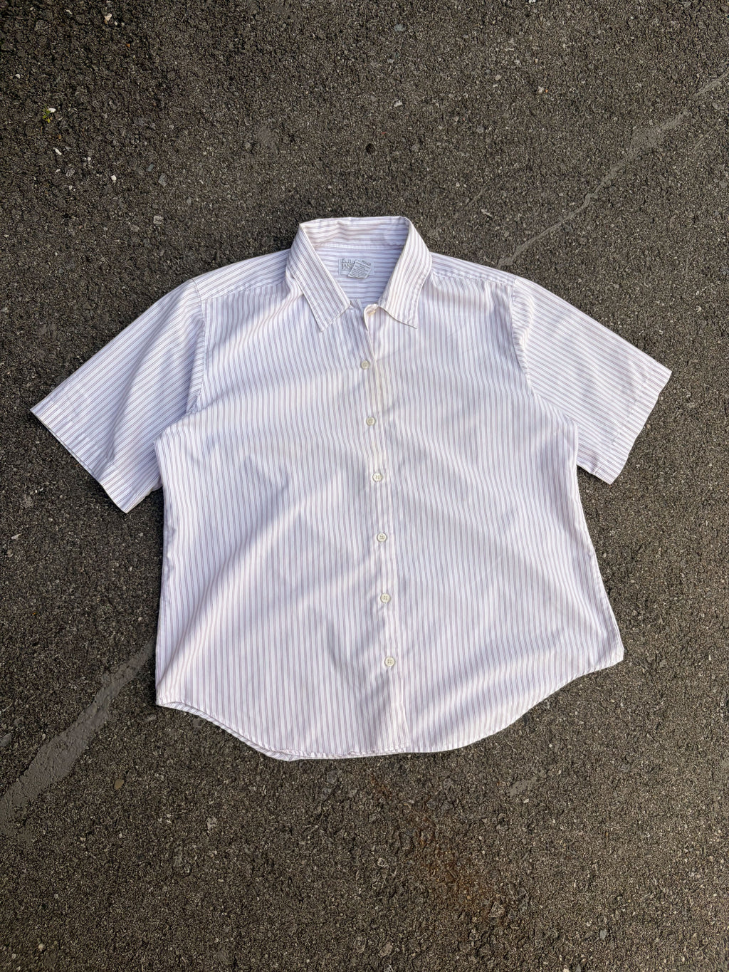 Vintage  Womens Lands End Striped Short Sleeve Button Up Shirt Size Large
