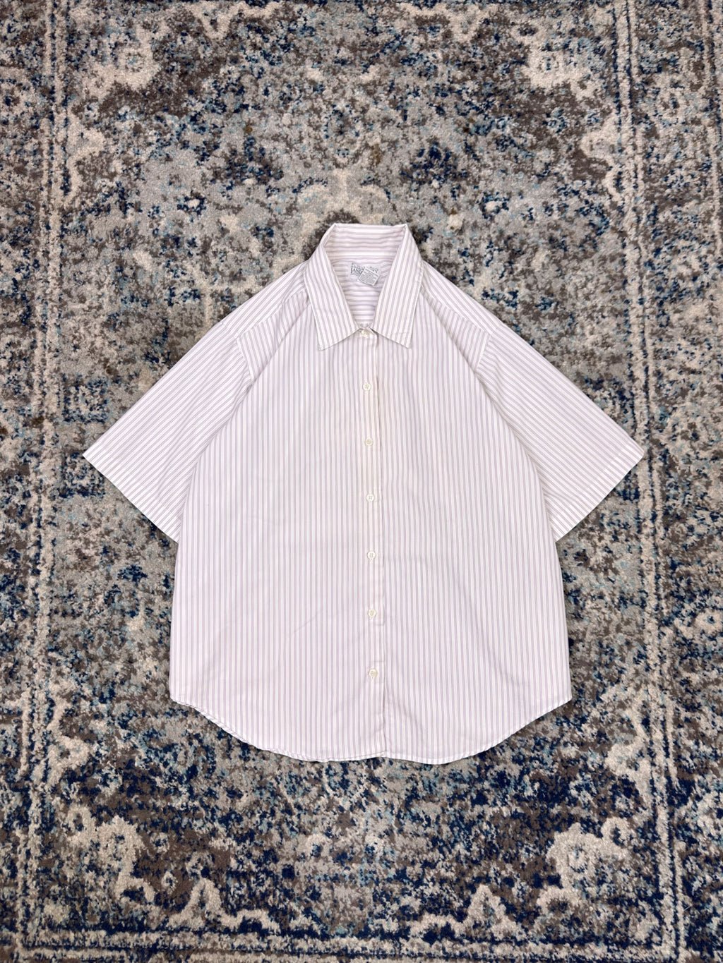 Vintage  Womens Lands End Striped Short Sleeve Button Up Shirt Size Large